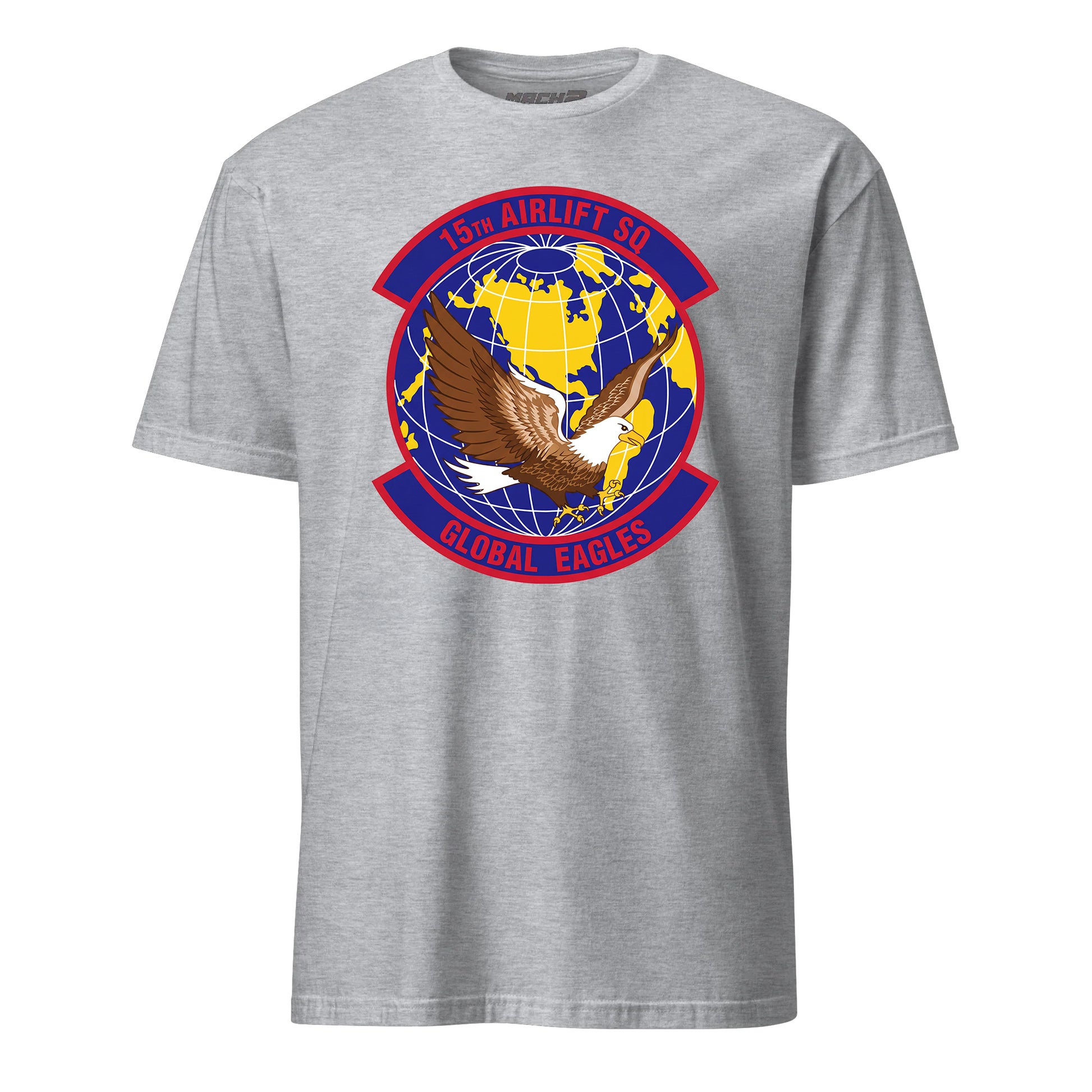 Mach2 Squadron Upload | 15TH AIRLIFT SQUADRON | T-Shirt | Heather Grey | MACH-SHORT-SLEEVE-FRONT-GREY.jpg