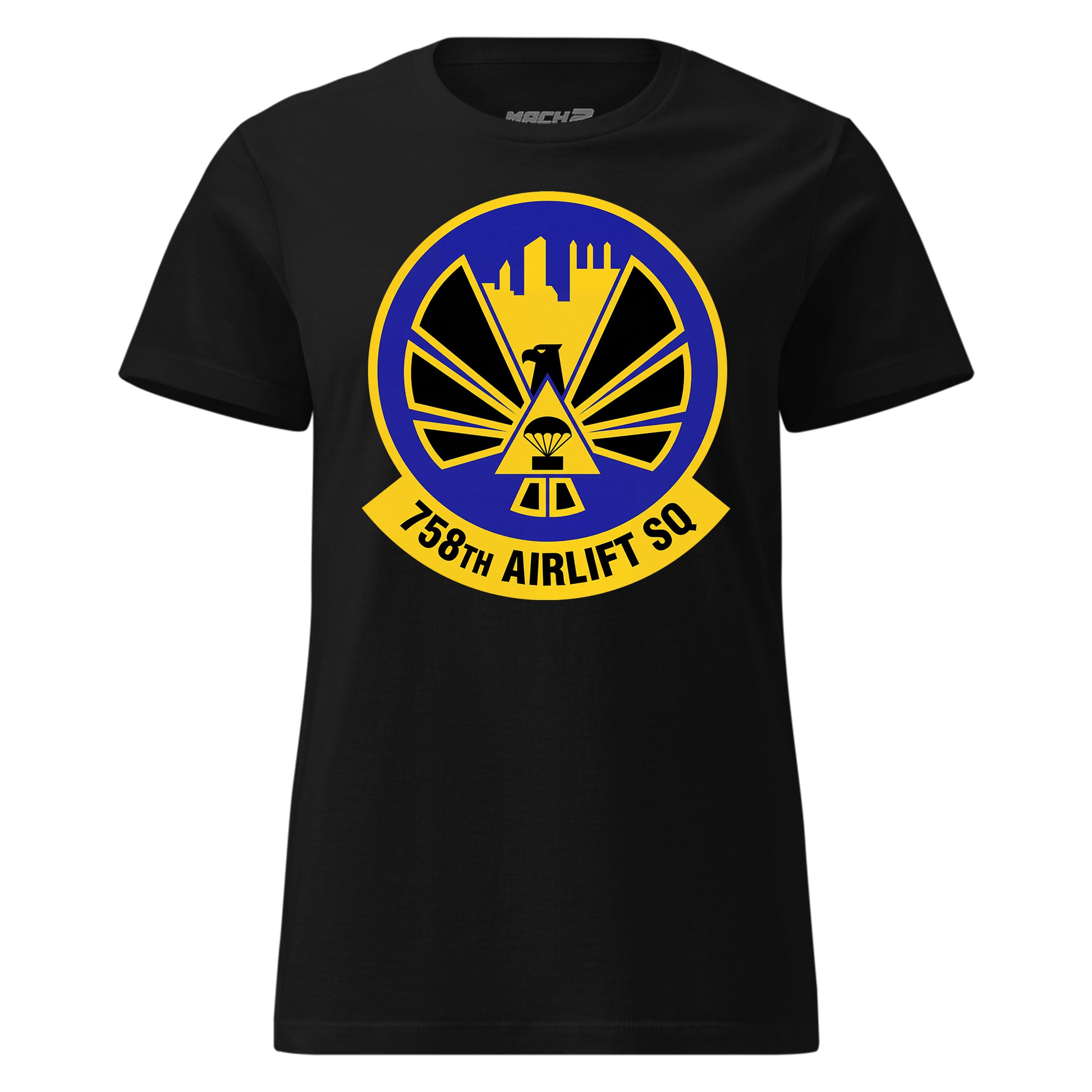Mach2 Squadron Upload | 758TH AIRLIFT SQUADRON | Womens | Black | MACH-WOMENS-FRONT-BLACK.jpg