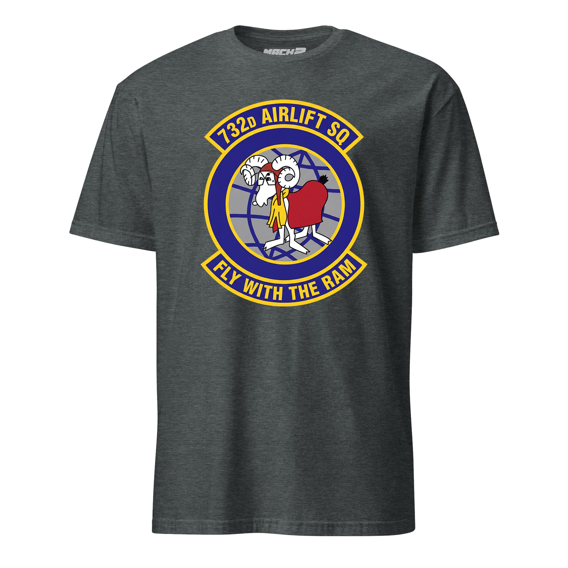 Mach2 Squadron Upload | 732ND AIRLIFT SQUADRON | T-Shirt | Charcoal Heather | MACH-SHORT-SLEEVE-FRONT-CHARCOAL.jpg