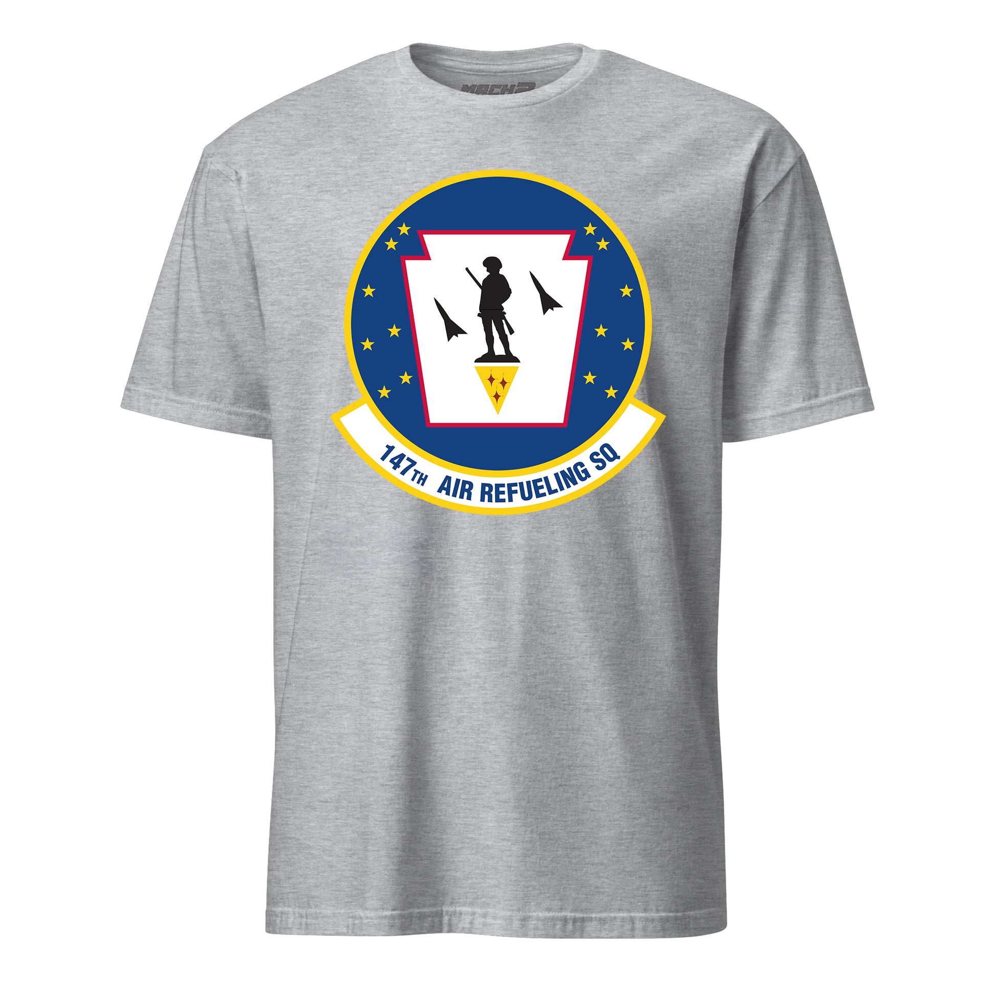 Mach2 Squadron Upload | 147TH AIR REFUELING SQUADRON | T-Shirt | Heather Grey | MACH-SHORT-SLEEVE-FRONT-GREY.jpg