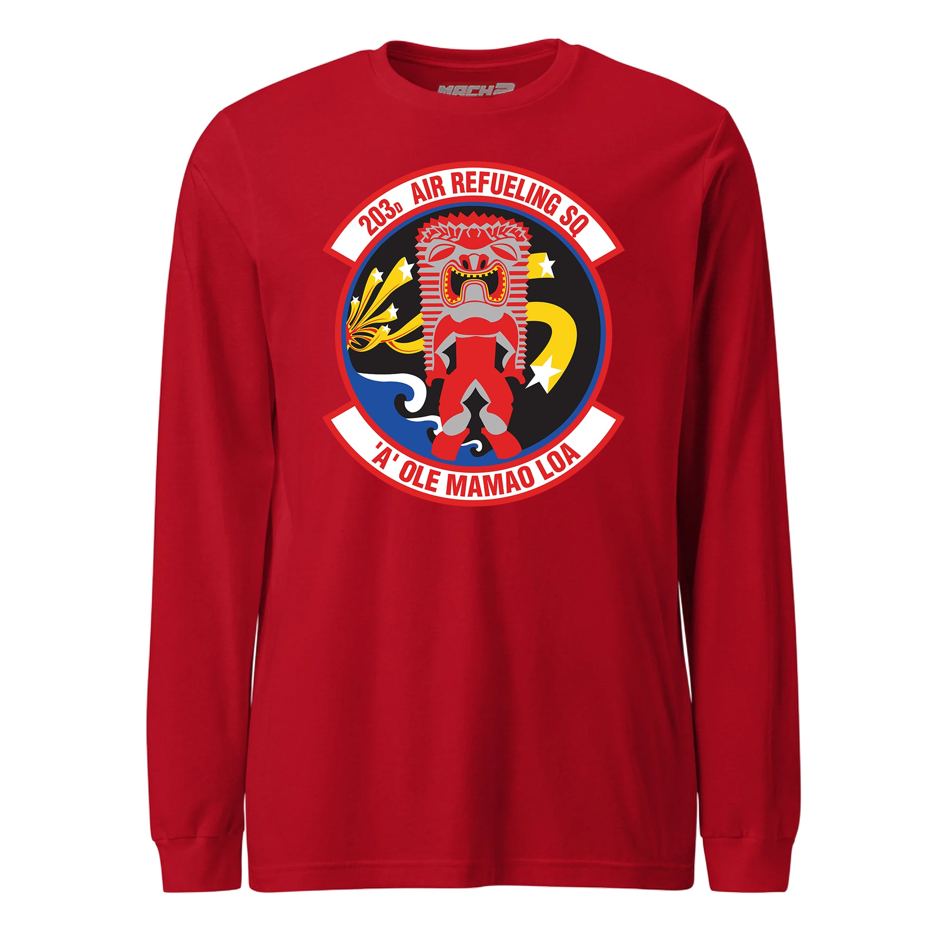 Mach2 Squadron Upload | 203RD AIR REFUELING SQUADRON | Long Sleeve | Red | MACH-LONG-SLEEVE-FRONT-RED.jpg