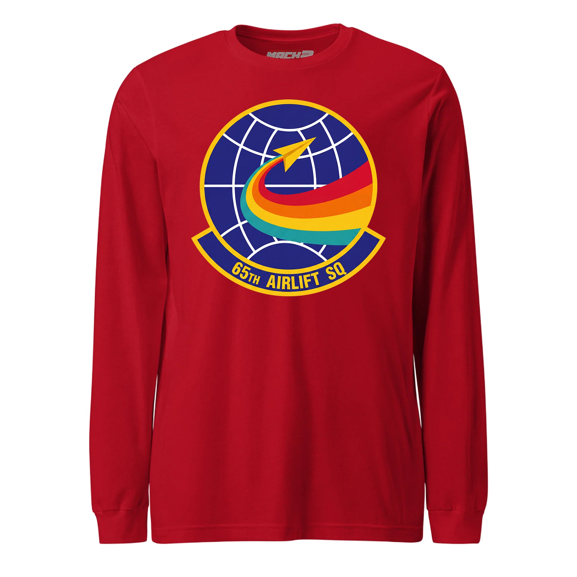 Mach2 Squadron Upload | 65TH AIRLIFT SQUADRON | Long Sleeve | Red | MACH-LONG-SLEEVE-FRONT-RED.jpg
