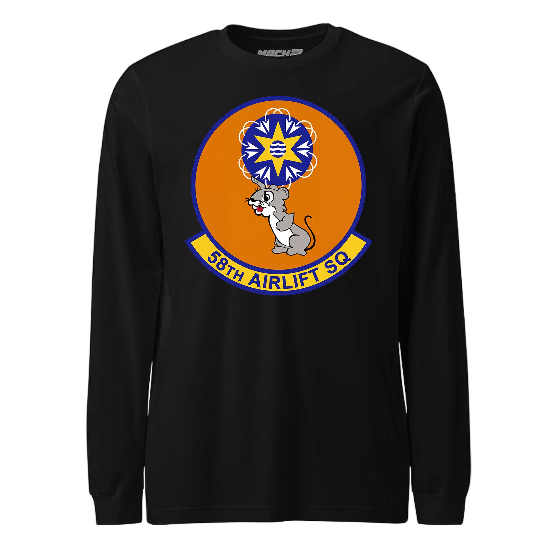 Mach2 Squadron Upload | 58TH AIRLIFT SQUADRON | Long Sleeve | Black | MACH-LONG-SLEEVE-FRONT-BLACK.jpg