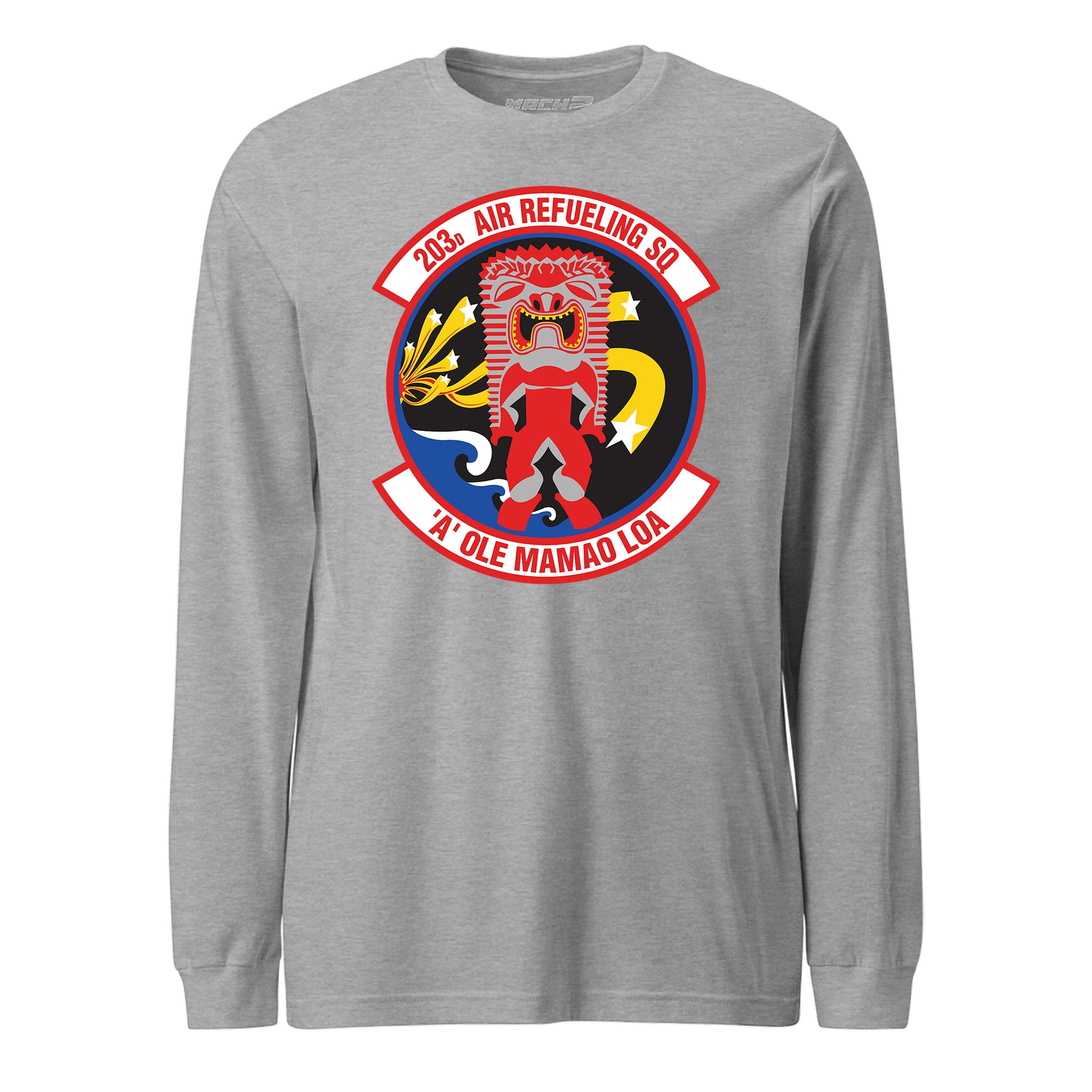 Mach2 Squadron Upload | 203RD AIR REFUELING SQUADRON | Long Sleeve | Heather Grey | MACH-LONG-SLEEVE-FRONT-GREY.jpg