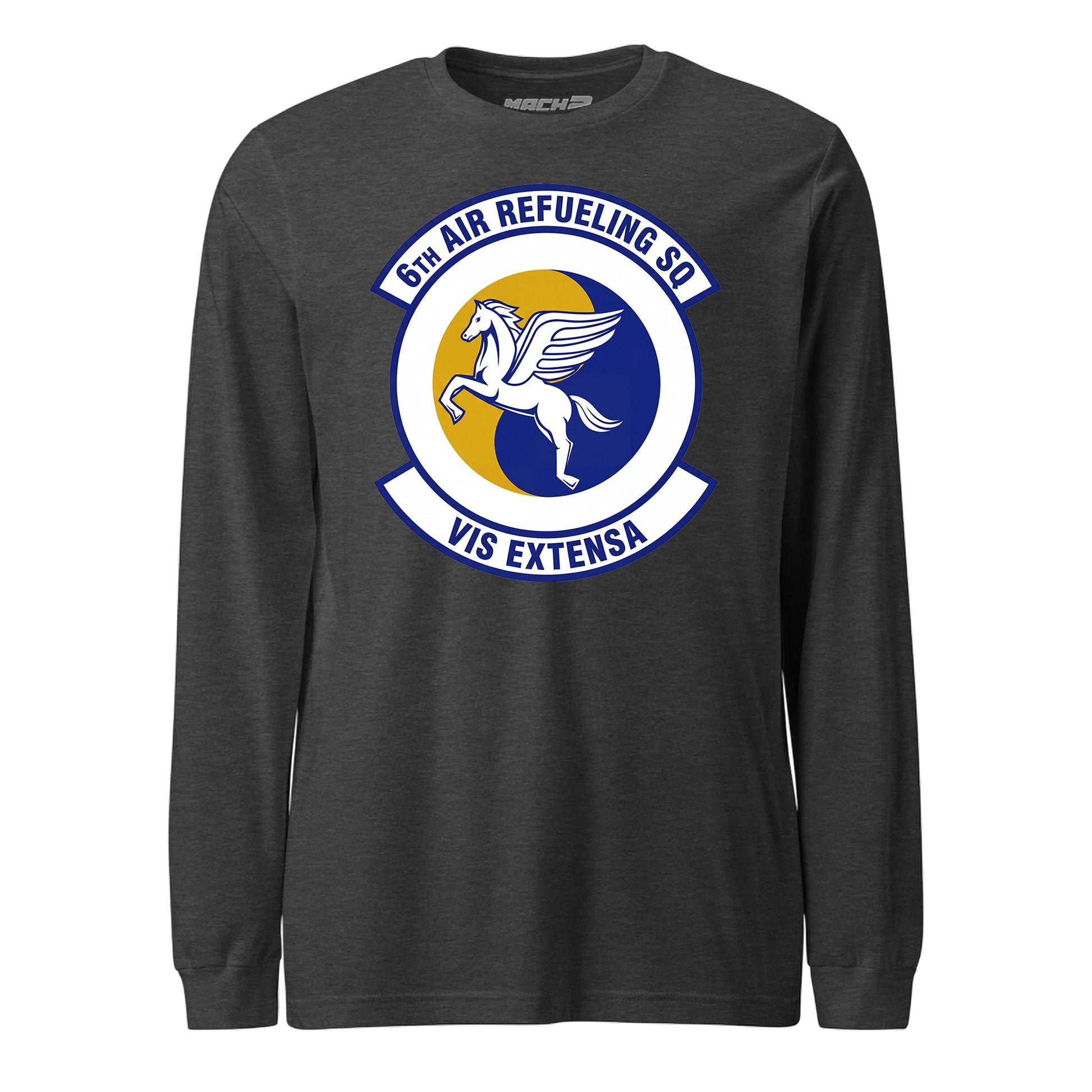 Mach2 Squadron Upload | 6TH AIR REFUELING SQUADRON | Long Sleeve | Charcoal Heather | MACH-LONG-SLEEVE-FRONT-CHARCOAL.jpg