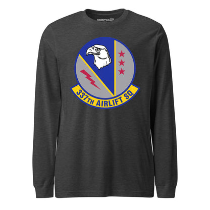 Mach2 Squadron Upload | 337TH AIRLIFT SQUADRON | Long Sleeve | Charcoal Heather | MACH-LONG-SLEEVE-FRONT-CHARCOAL.jpg