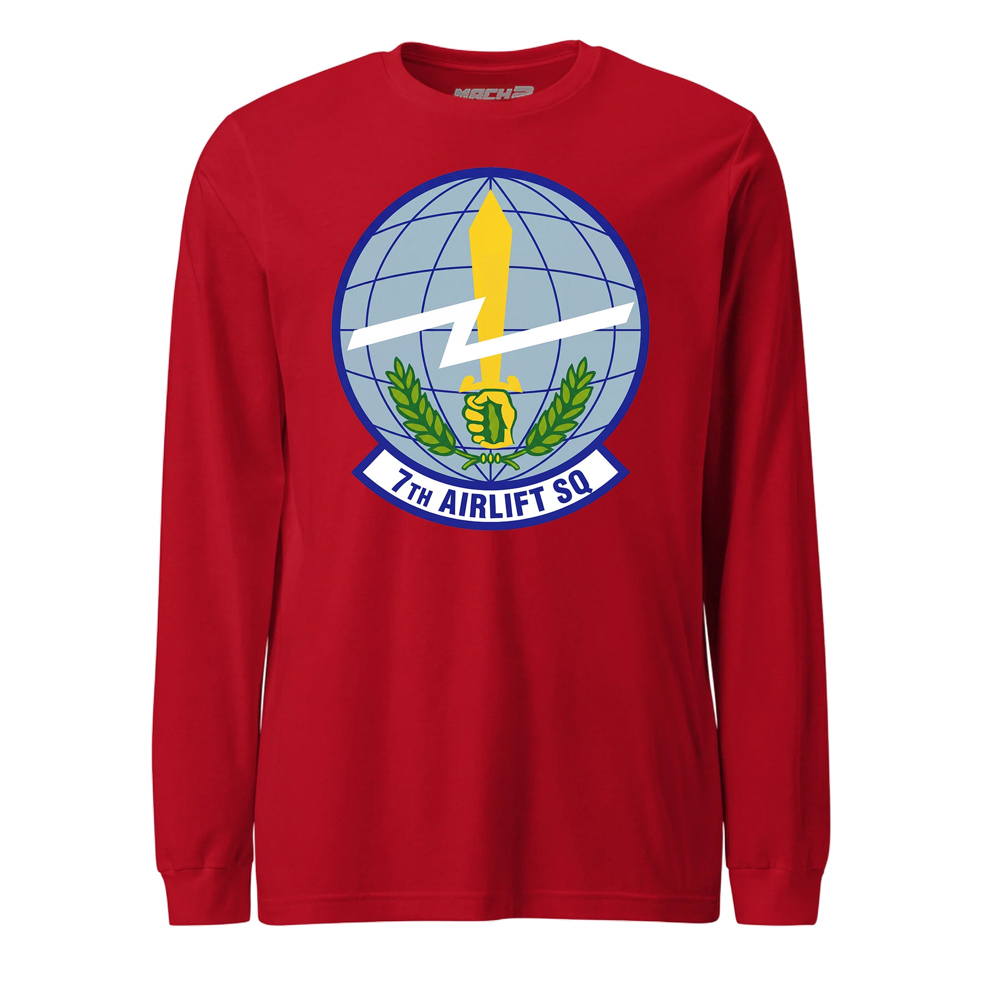Mach2 Squadron Upload | 7TH AIRLIFT SQUADRON | Long Sleeve | Red | MACH-LONG-SLEEVE-FRONT-RED.jpg