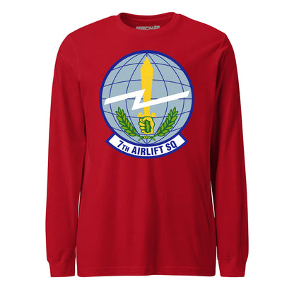 Mach2 Squadron Upload | 7TH AIRLIFT SQUADRON | Long Sleeve | Red | MACH-LONG-SLEEVE-FRONT-RED.jpg