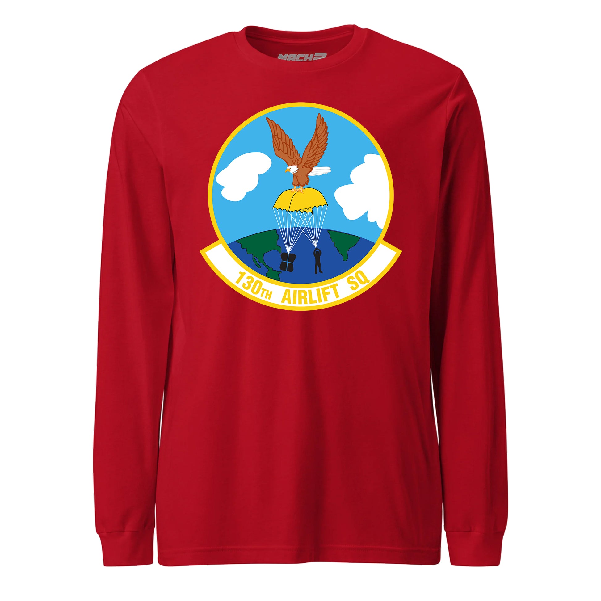 Mach2 Squadron Upload | 130TH AIRLIFT SQUADRON | Long Sleeve | Red | MACH-LONG-SLEEVE-FRONT-RED.jpg
