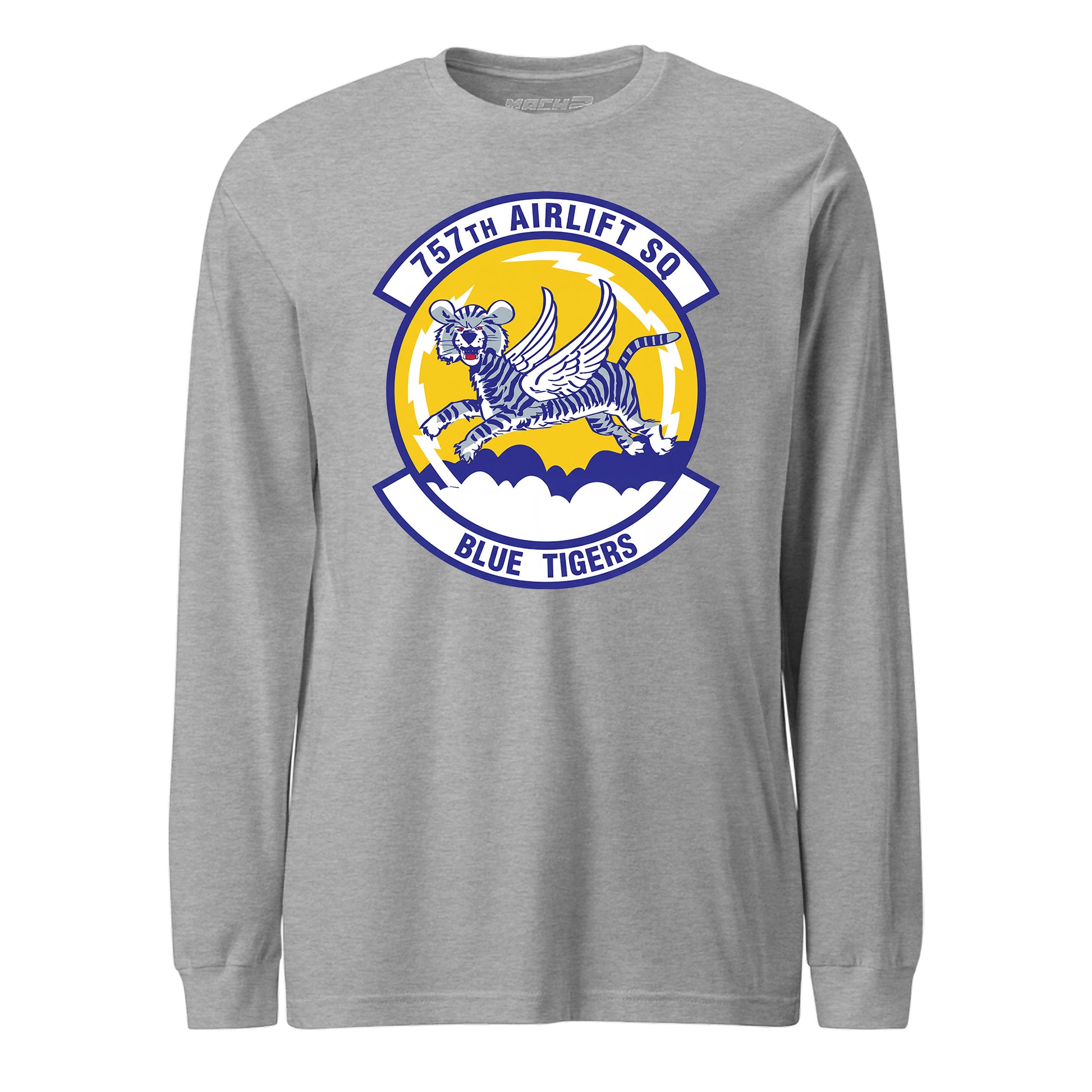Mach2 Squadron Upload | 757TH AIRLIFT SQUADRON | Long Sleeve | Heather Grey | MACH-LONG-SLEEVE-FRONT-GREY.jpg