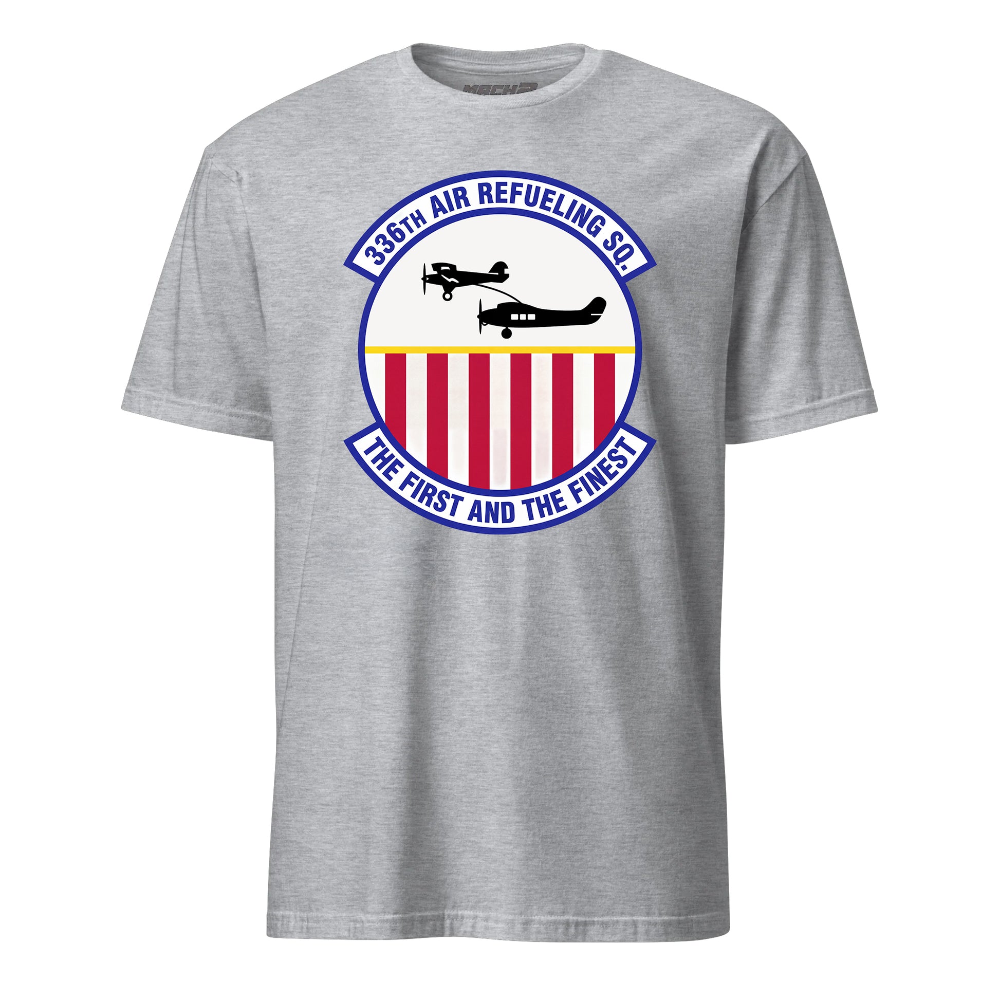 Mach2 Squadron Upload | 336TH AIR REFUELING SQUADRON | T-Shirt | Heather Grey | MACH-SHORT-SLEEVE-FRONT-GREY.jpg
