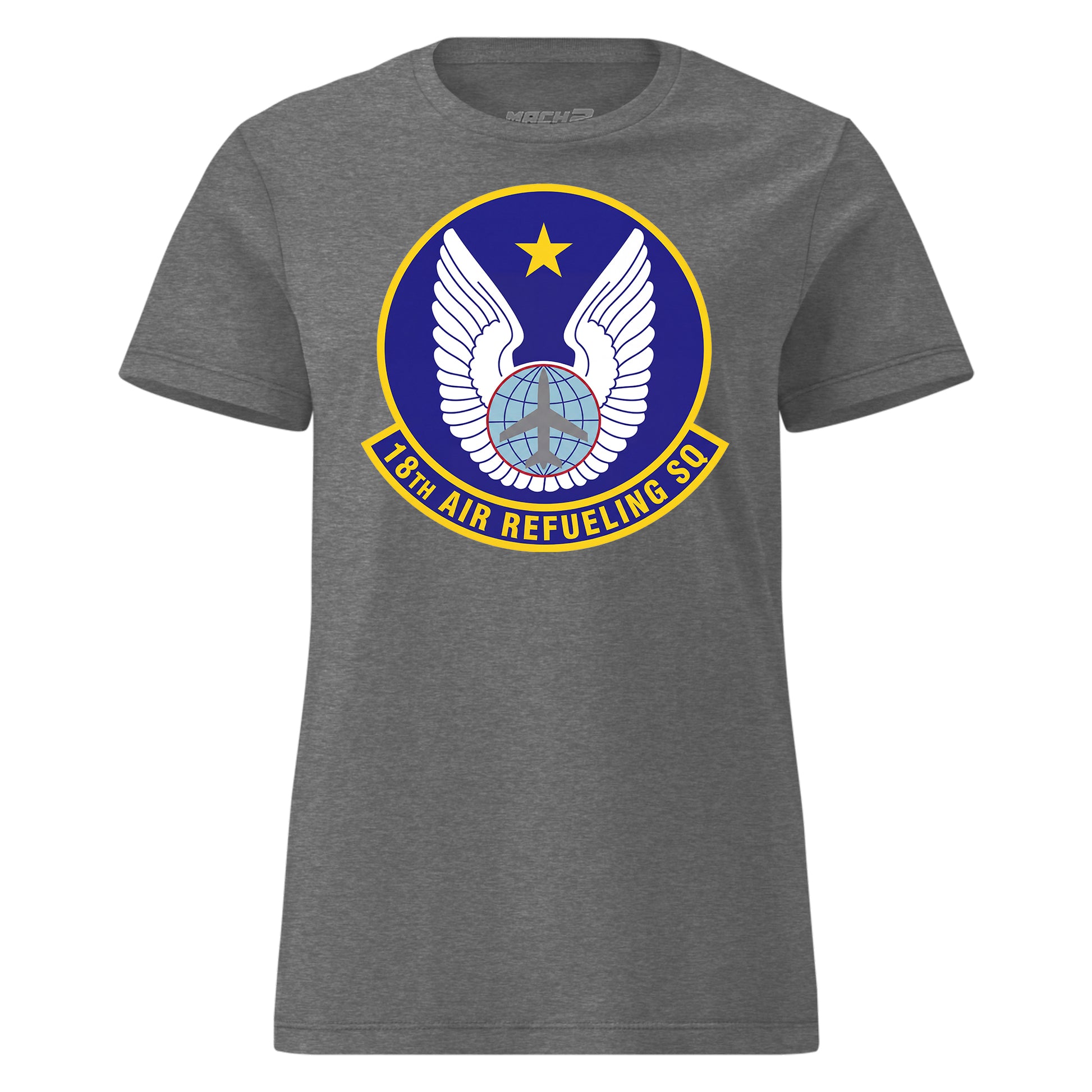 Mach2 Squadron Upload | 18TH AIR REFUELING SQUADRON | Womens | Charcoal Heather | MACH-WOMENS-FRONT-CHARCOAL.jpg