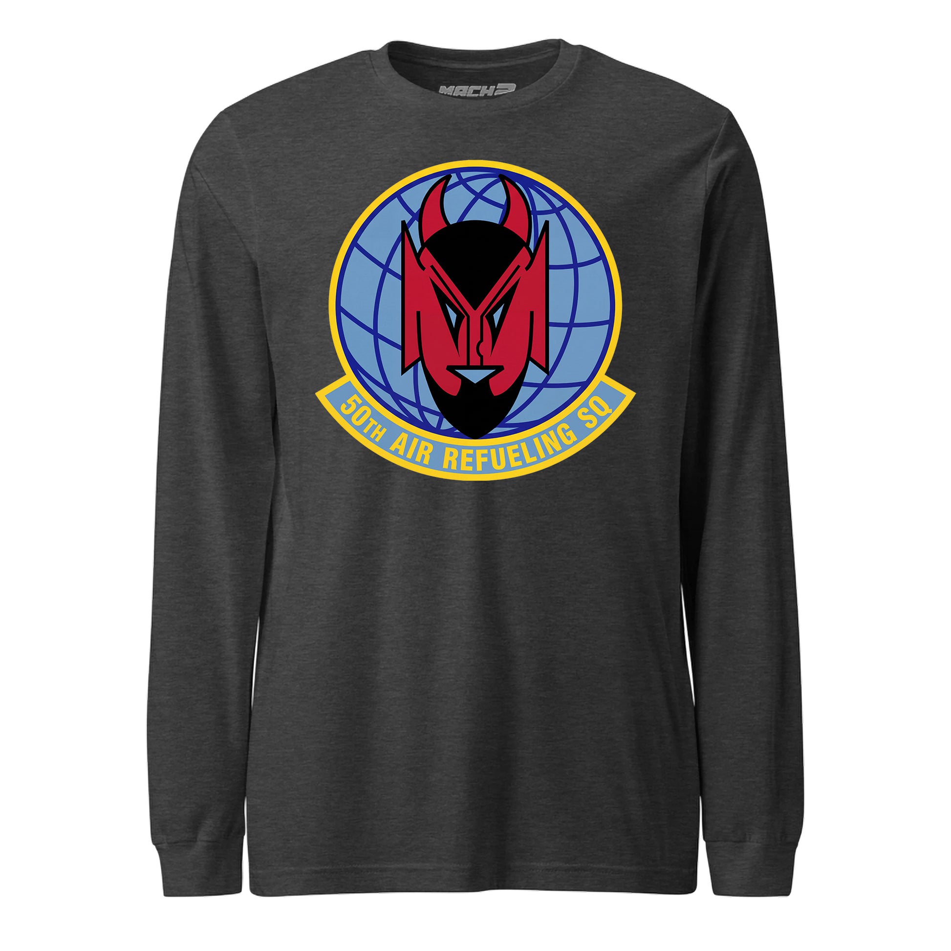 Mach2 Squadron Upload | 50TH AIR REFUELING SQUADRON | Long Sleeve | Charcoal Heather | MACH-LONG-SLEEVE-FRONT-CHARCOAL.jpg
