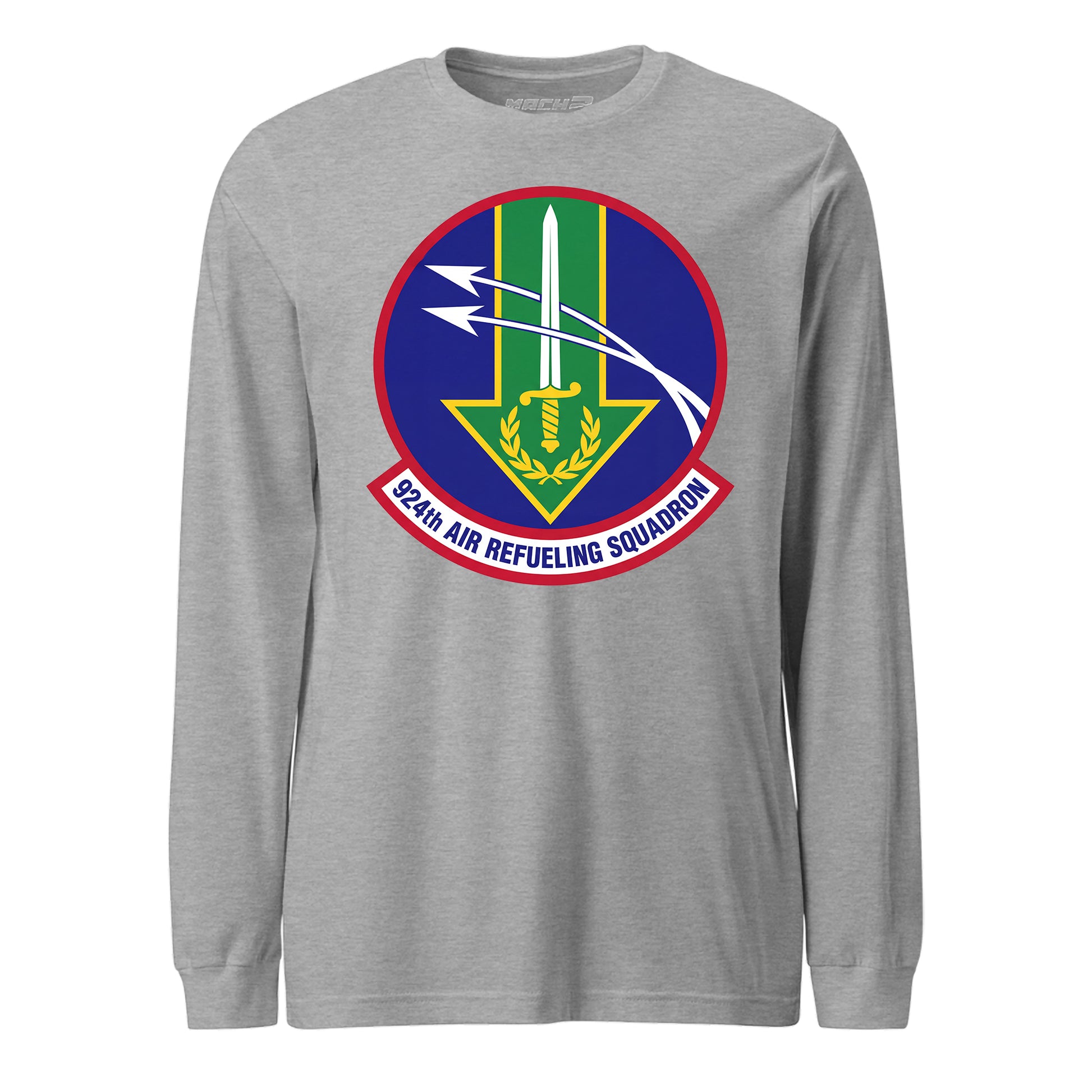 Mach2 Squadron Upload | 924TH AIR REFUELING SQUADRON | Long Sleeve | Heather Grey | MACH-LONG-SLEEVE-FRONT-GREY.jpg