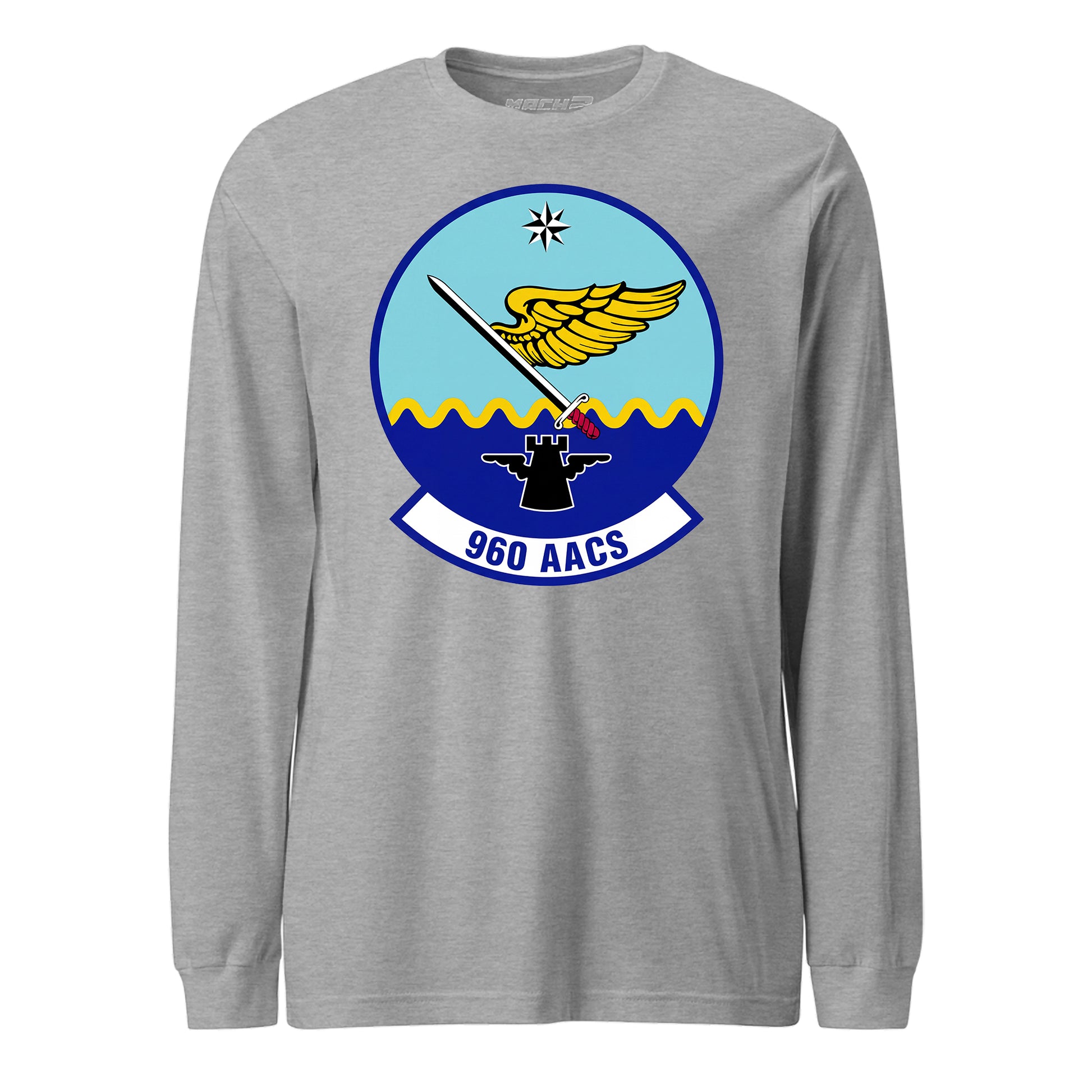 Mach2 Squadron Upload | 960TH AIRBORNE AIR CONTROL SQUADRON | Long Sleeve | Heather Grey | MACH-LONG-SLEEVE-FRONT-GREY.jpg