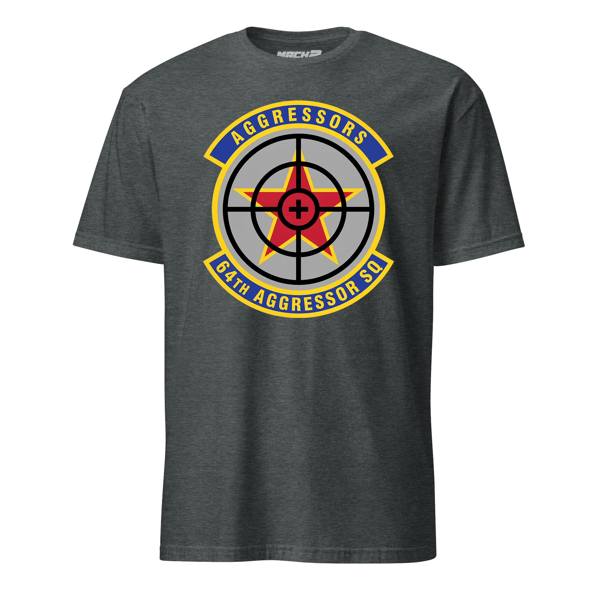 Mach2 Squadron Upload | 64TH AGGRESSOR SQUADRON | T-Shirt | Charcoal Heather | MACH-SHORT-SLEEVE-FRONT-CHARCOAL.jpg