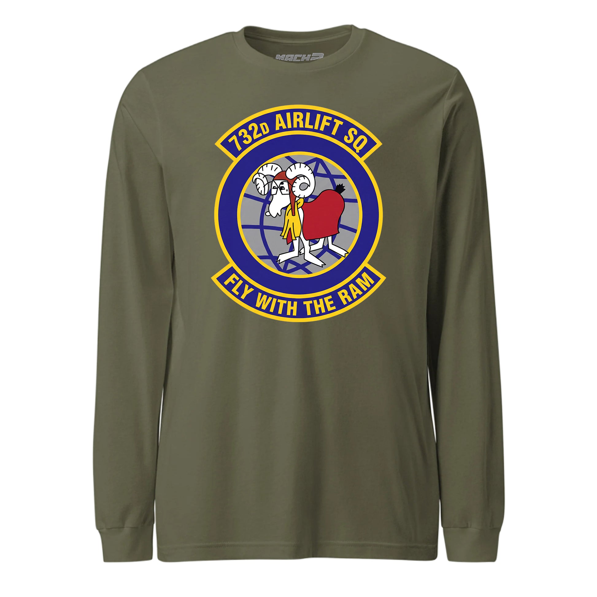 Mach2 Squadron Upload | 732ND AIRLIFT SQUADRON | Long Sleeve | OD Green | MACH-LONG-SLEEVE-FRONT-OD.jpg