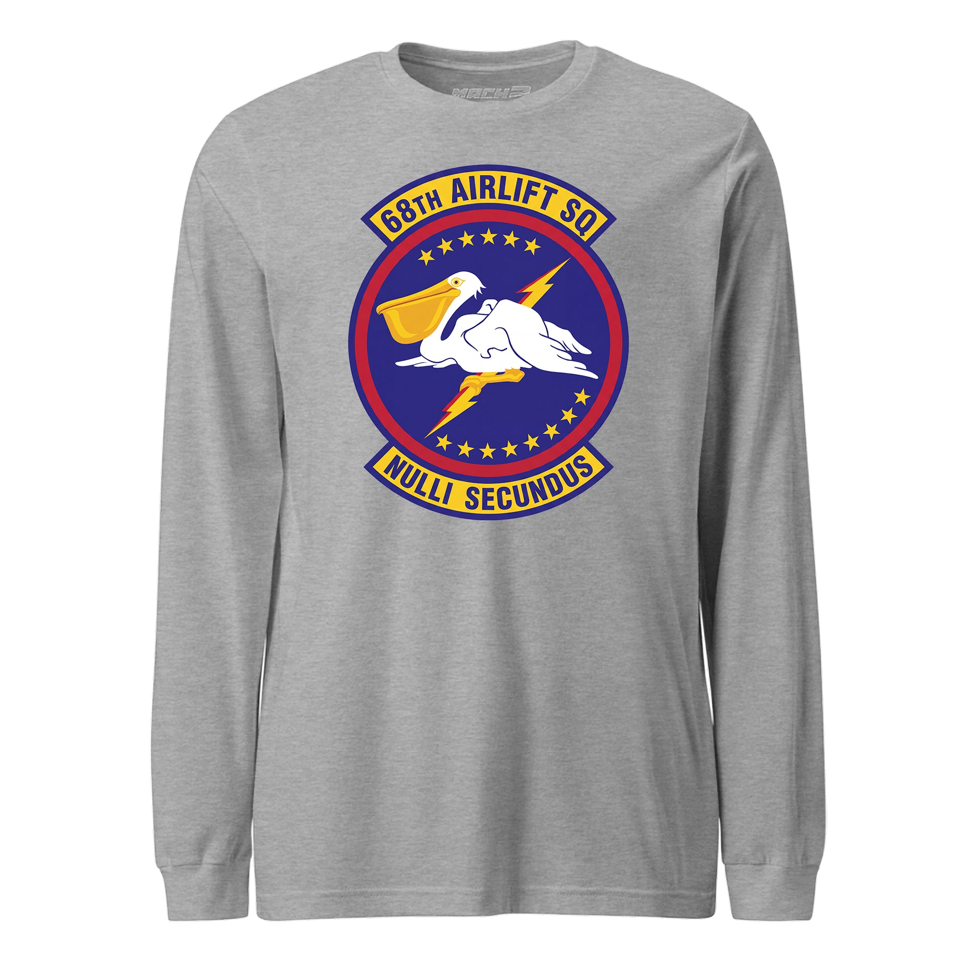 Mach2 Squadron Upload | 68TH AIRLIFT SQUADRON | Long Sleeve | Heather Grey | MACH-LONG-SLEEVE-FRONT-GREY.jpg