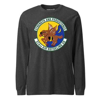 Mach2 Squadron Upload | 314TH AIR REFUELING SQUADRON | Long Sleeve | Charcoal Heather | MACH-LONG-SLEEVE-FRONT-CHARCOAL.jpg