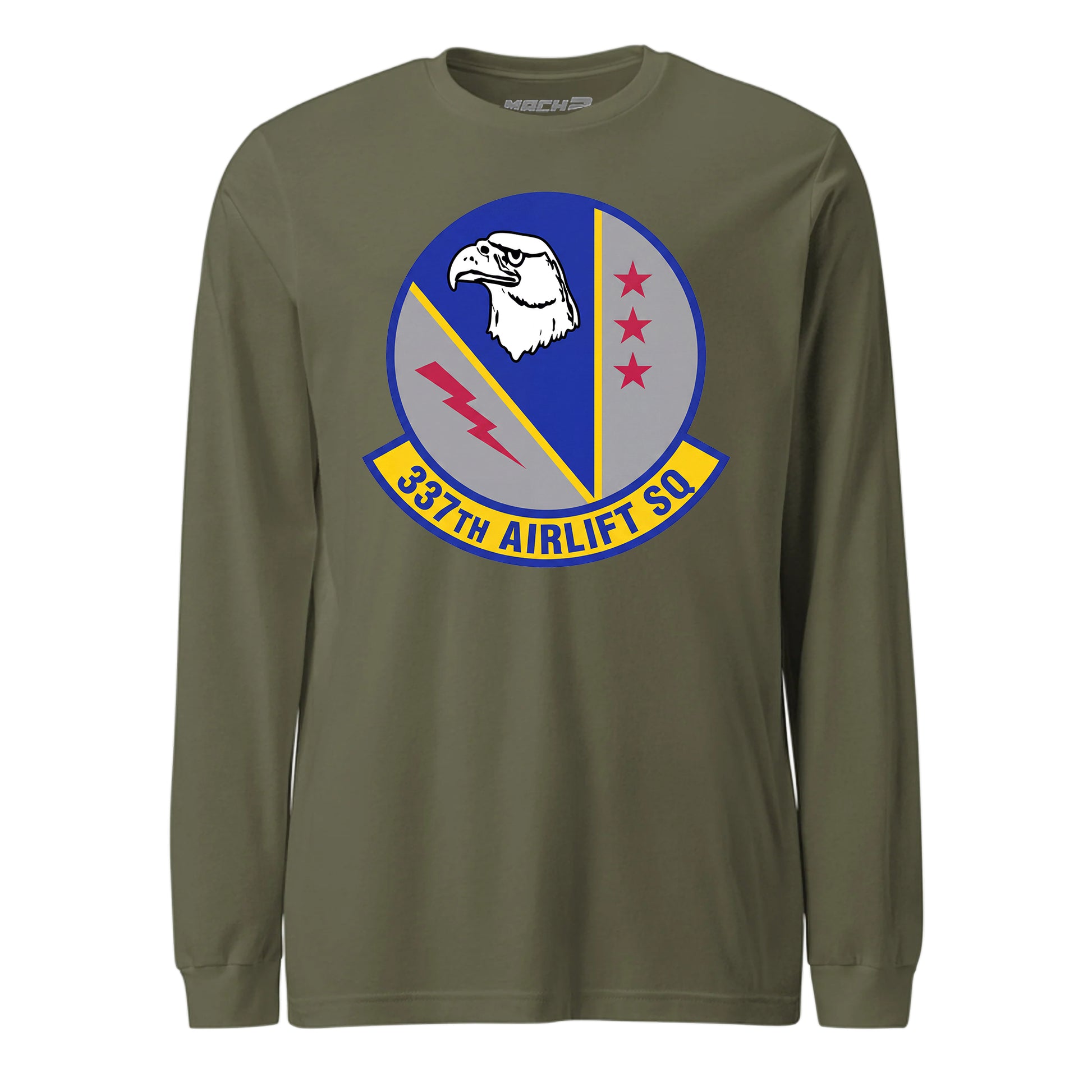 Mach2 Squadron Upload | 337TH AIRLIFT SQUADRON | Long Sleeve | OD Green | MACH-LONG-SLEEVE-FRONT-OD.jpg