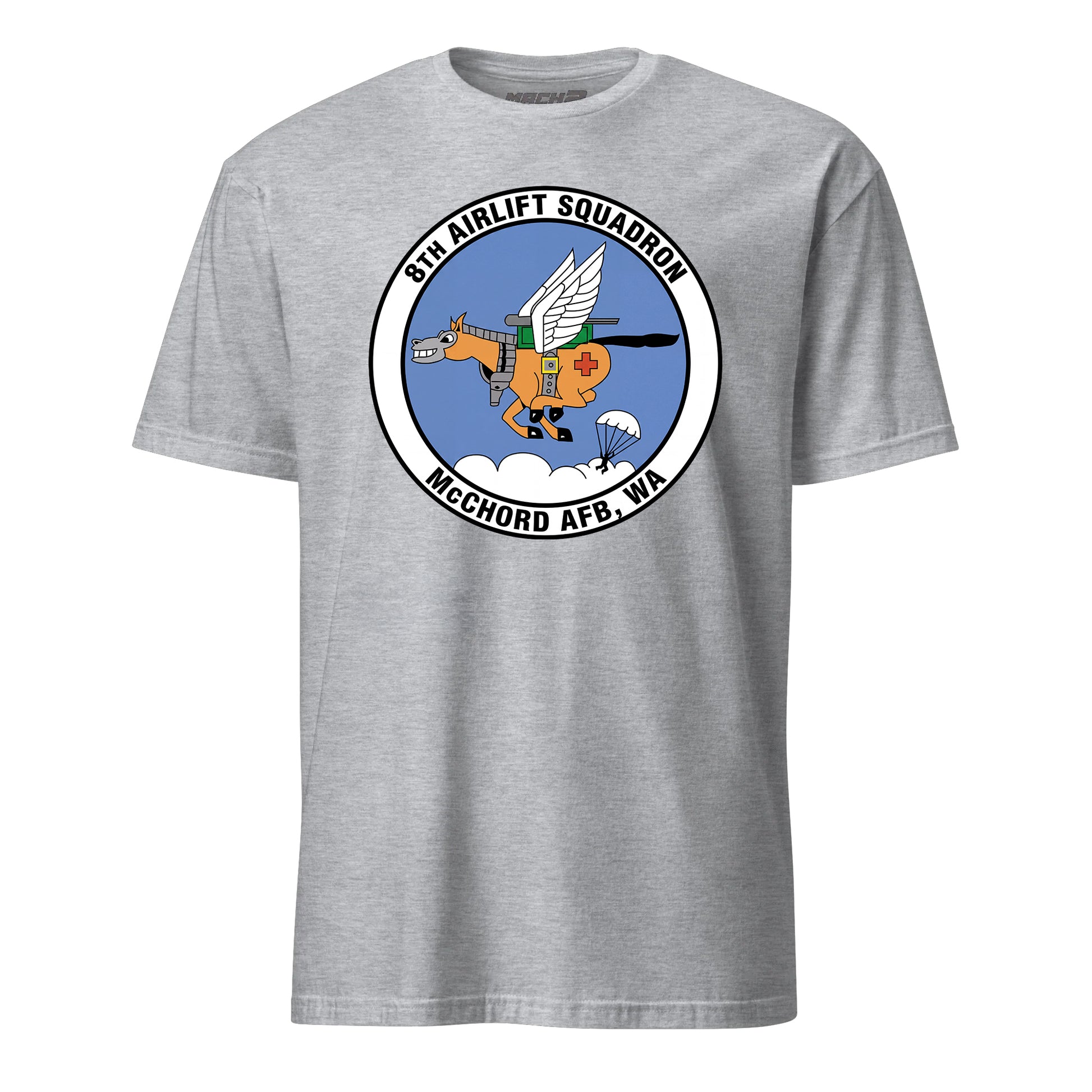 Mach2 Squadron Upload | 8TH AIRLIFT SQUADRON | T-Shirt | Heather Grey | MACH-SHORT-SLEEVE-FRONT-GREY.jpg