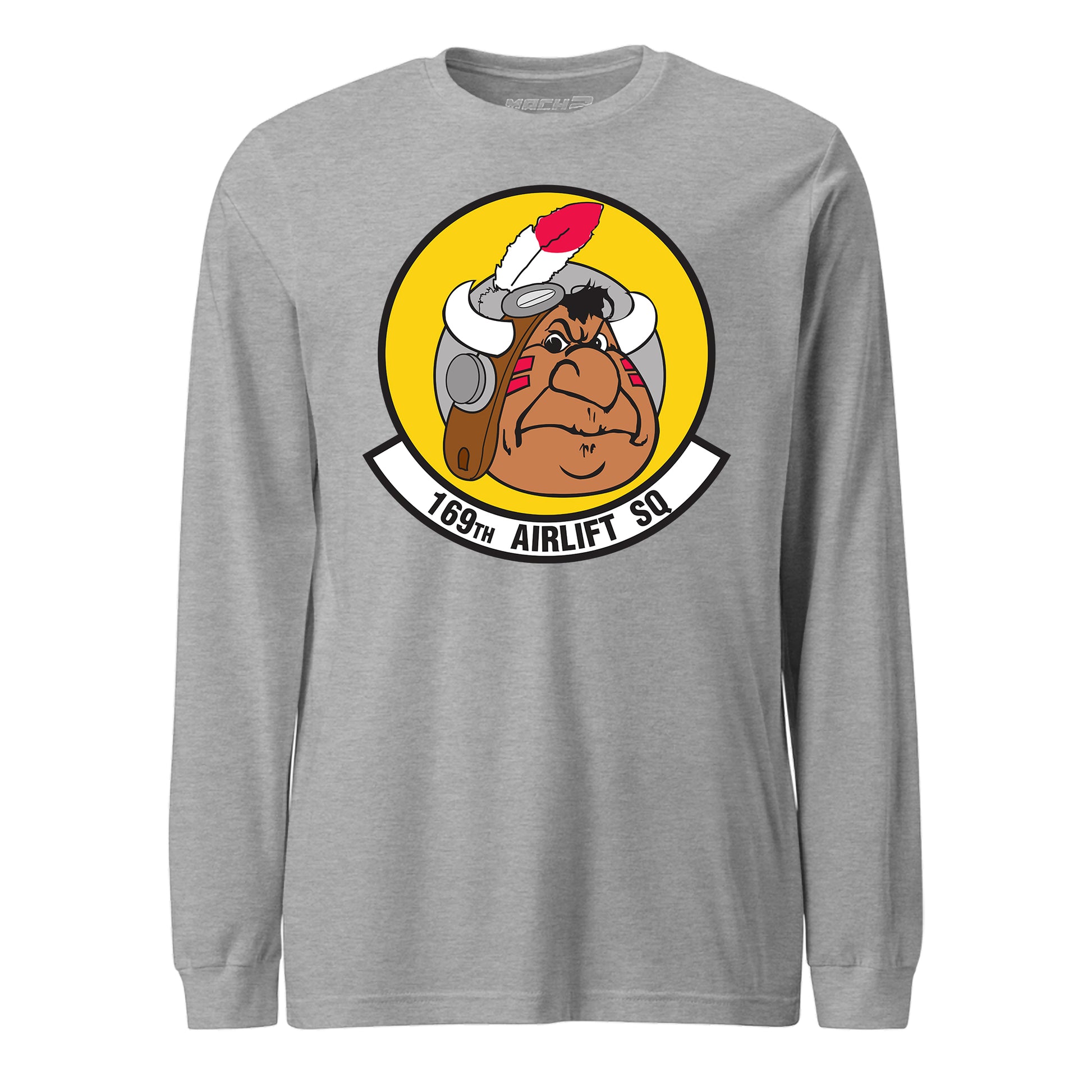 Mach2 Squadron Upload | 169TH AIRLIFT SQUADRON | Long Sleeve | Heather Grey | MACH-LONG-SLEEVE-FRONT-GREY.jpg