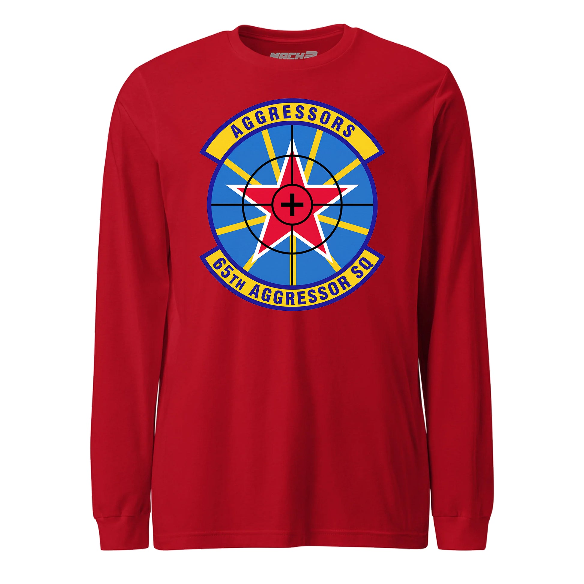 Mach2 Squadron Upload | 65TH AGGRESSOR SQUADRON | Long Sleeve | Red | MACH-LONG-SLEEVE-FRONT-RED.jpg