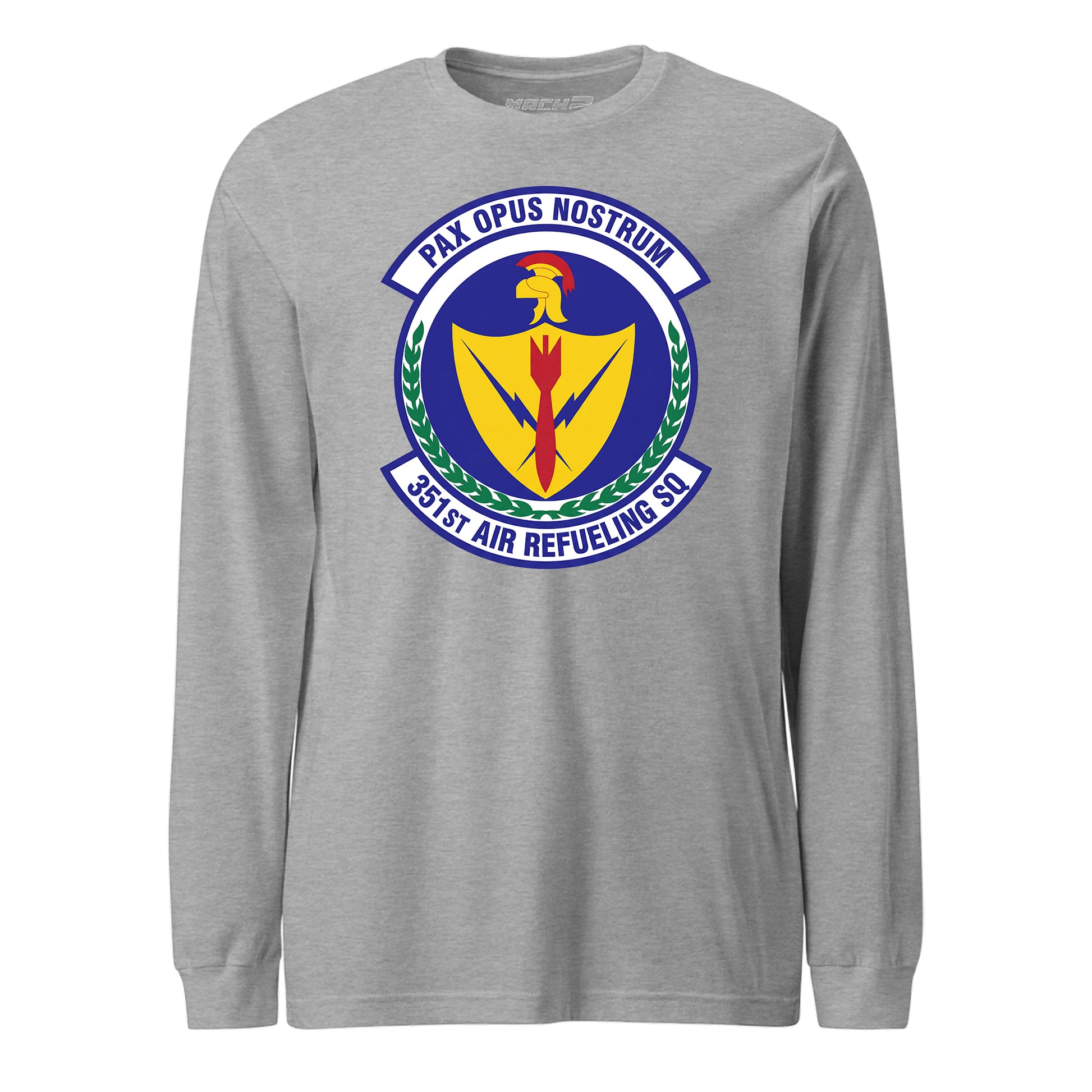 Mach2 Squadron Upload | 351ST AIR REFUELING SQUADRON | Long Sleeve | Heather Grey | MACH-LONG-SLEEVE-FRONT-GREY.jpg