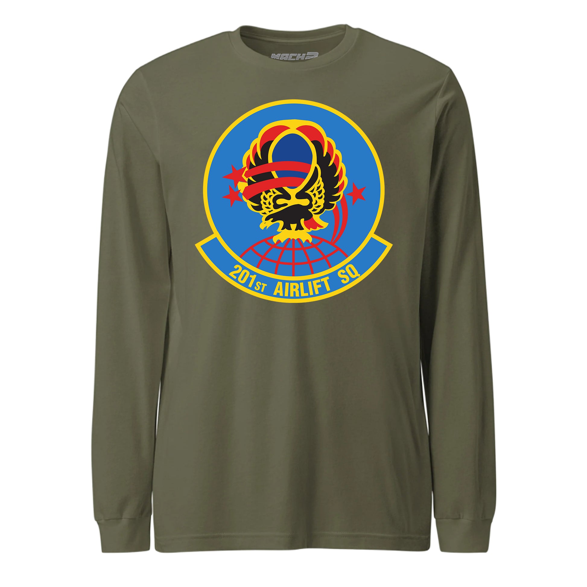 Mach2 Squadron Upload | 201ST AIRLIFT SQUADRON | Long Sleeve | OD Green | MACH-LONG-SLEEVE-FRONT-OD.jpg