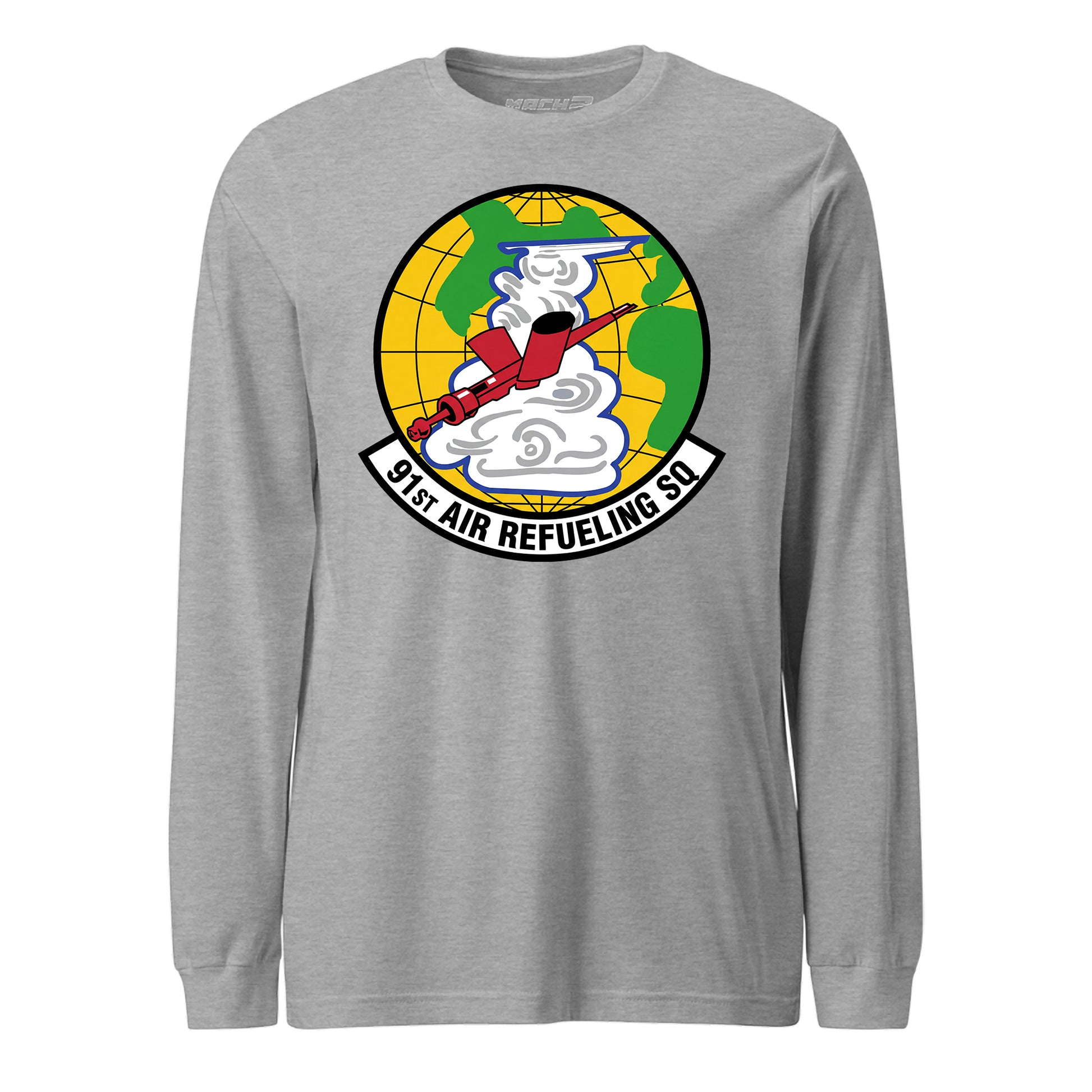 Mach2 Squadron Upload | 91ST AIR REFUELING SQUADRON | Long Sleeve | Heather Grey | MACH-LONG-SLEEVE-FRONT-GREY.jpg