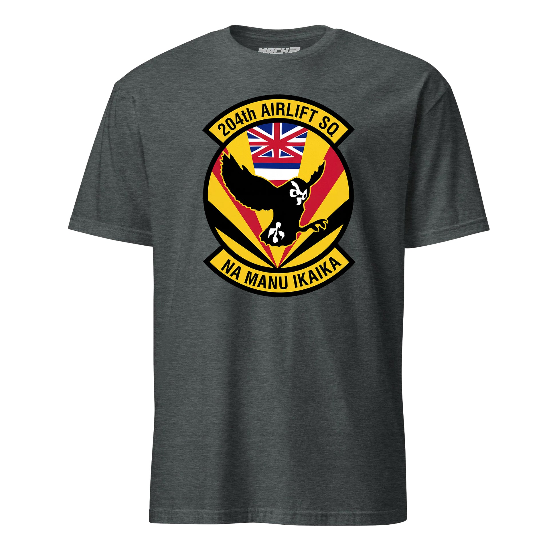 Mach2 Squadron Upload | 204TH AIRLIFT SQUADRON | T-Shirt | Charcoal Heather | MACH-SHORT-SLEEVE-FRONT-CHARCOAL.jpg