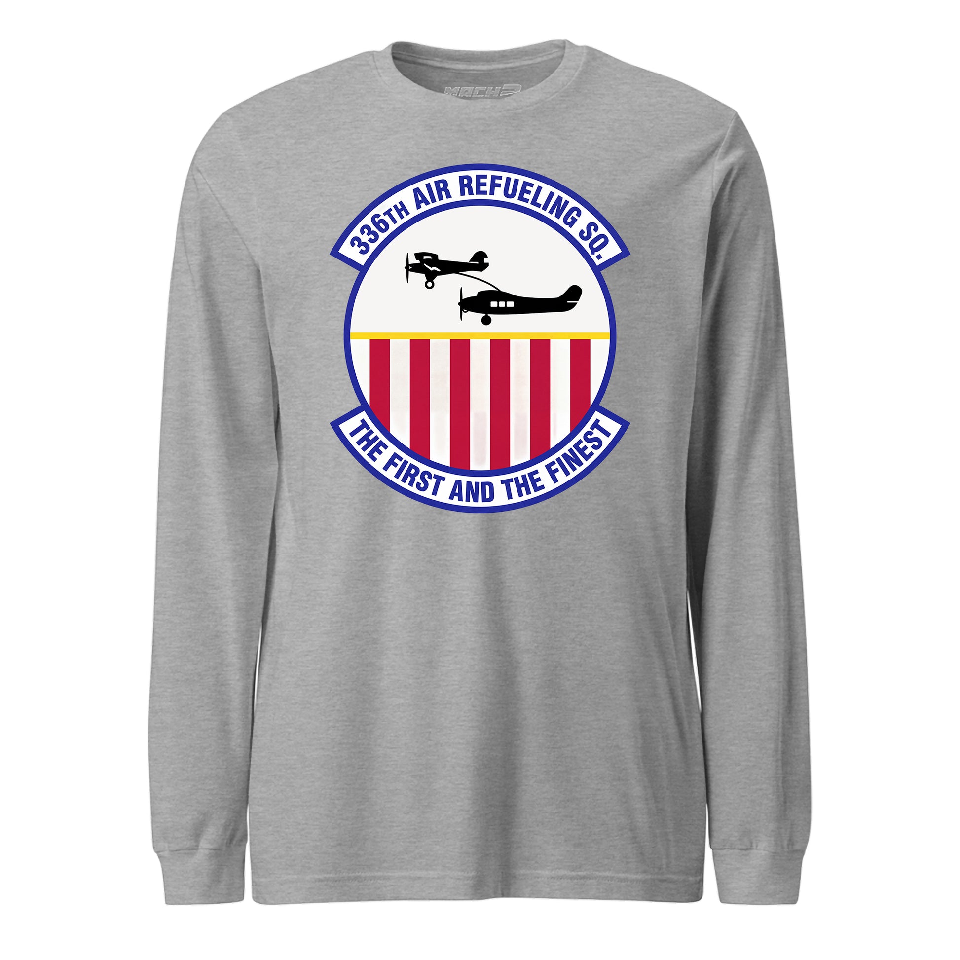 Mach2 Squadron Upload | 336TH AIR REFUELING SQUADRON | Long Sleeve | Heather Grey | MACH-LONG-SLEEVE-FRONT-GREY.jpg