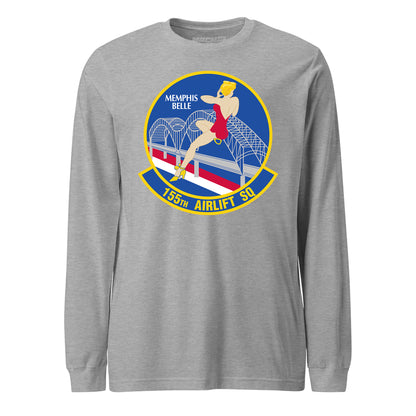 Mach2 Squadron Upload | 155TH AIRLIFT SQUADRON | Long Sleeve | Heather Grey | MACH-LONG-SLEEVE-FRONT-GREY.jpg