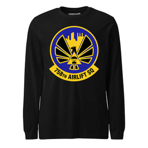 Mach2 Squadron Upload | 758TH AIRLIFT SQUADRON | Long Sleeve | Black | MACH-LONG-SLEEVE-FRONT-BLACK.jpg
