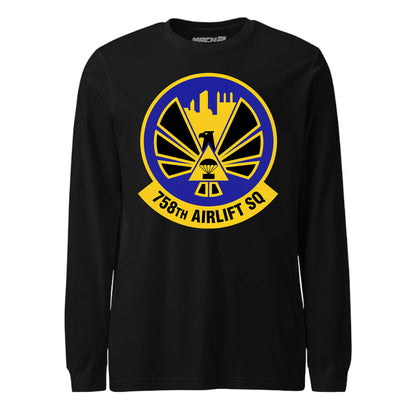 Mach2 Squadron Upload | 758TH AIRLIFT SQUADRON | Long Sleeve | Black | MACH-LONG-SLEEVE-FRONT-BLACK.jpg
