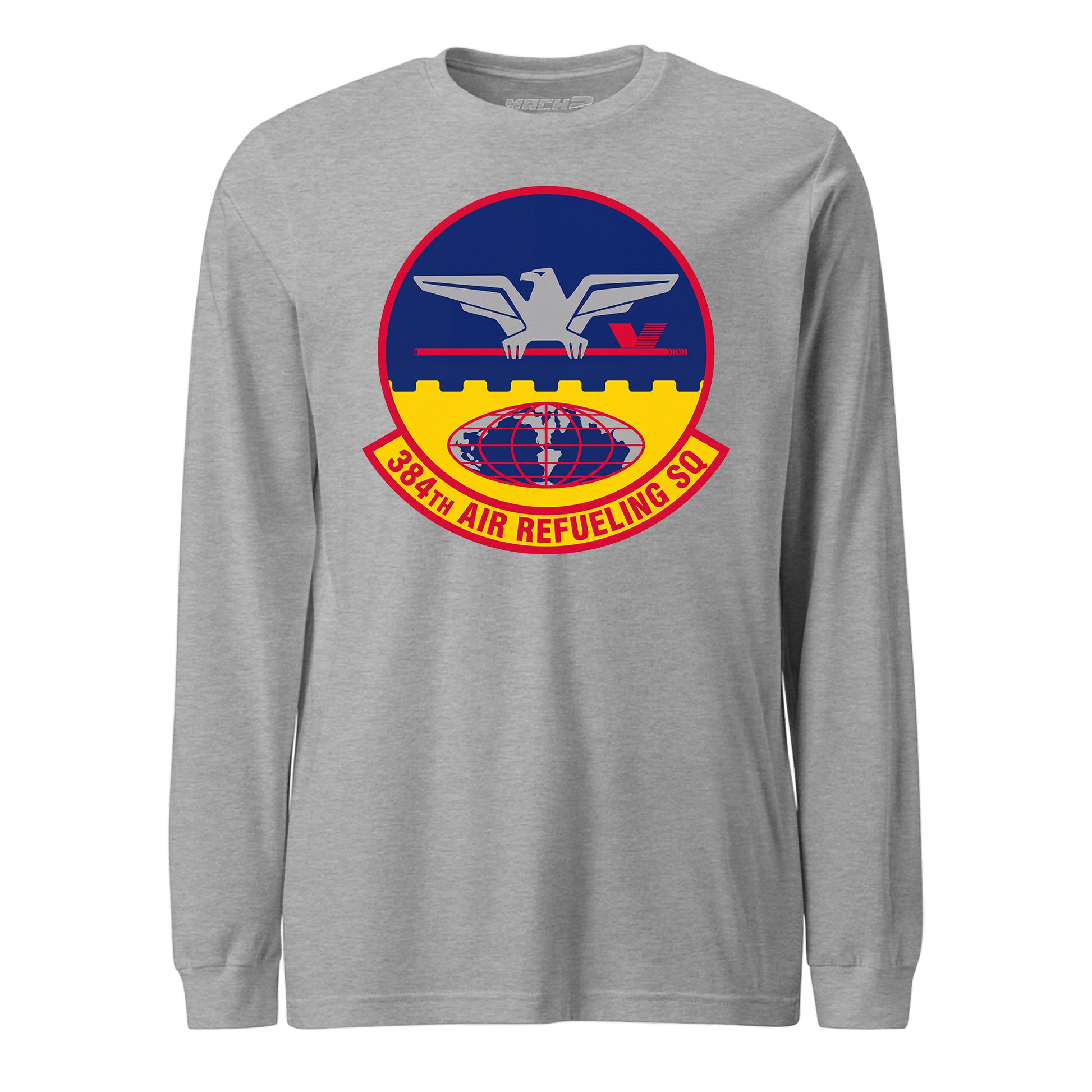 Mach2 Squadron Upload | 384TH AIR REFUELING SQUADRON | Long Sleeve | Heather Grey | MACH-LONG-SLEEVE-FRONT-GREY.jpg