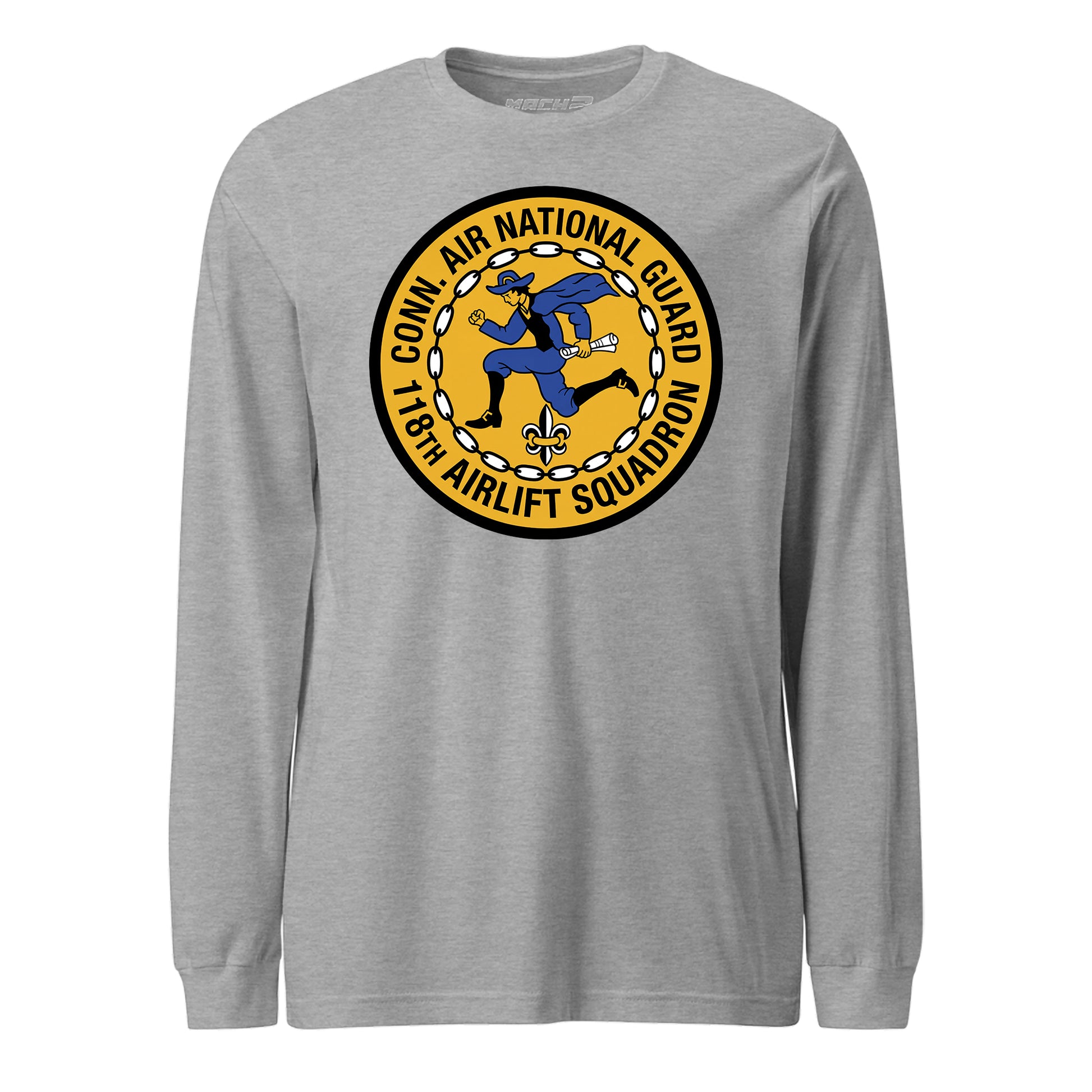 Mach2 Squadron Upload | 118TH AIRLIFT SQUADRON | Long Sleeve | Heather Grey | MACH-LONG-SLEEVE-FRONT-GREY.jpg