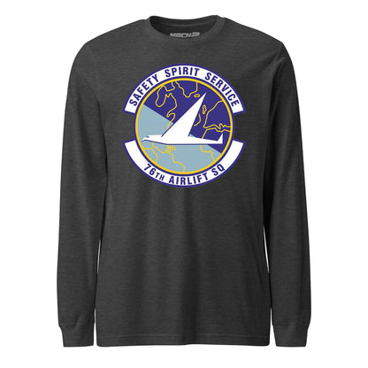 Mach2 Squadron Upload | 76TH AIRLIFT SQUADRON | Long Sleeve | Charcoal Heather | MACH-LONG-SLEEVE-FRONT-CHARCOAL.jpg