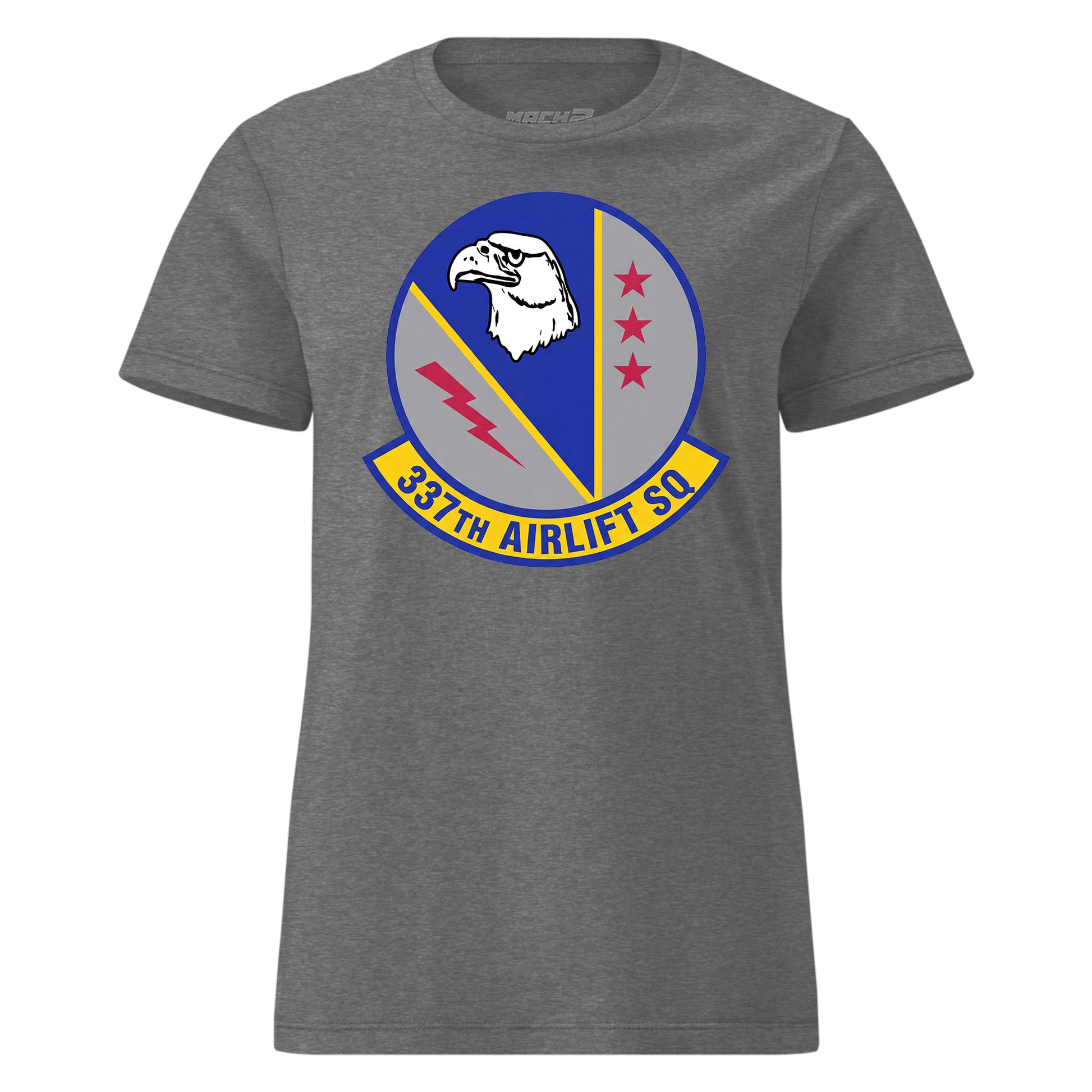 Mach2 Squadron Upload | 337TH AIRLIFT SQUADRON | Womens | Charcoal Heather | MACH-WOMENS-FRONT-CHARCOAL.jpg