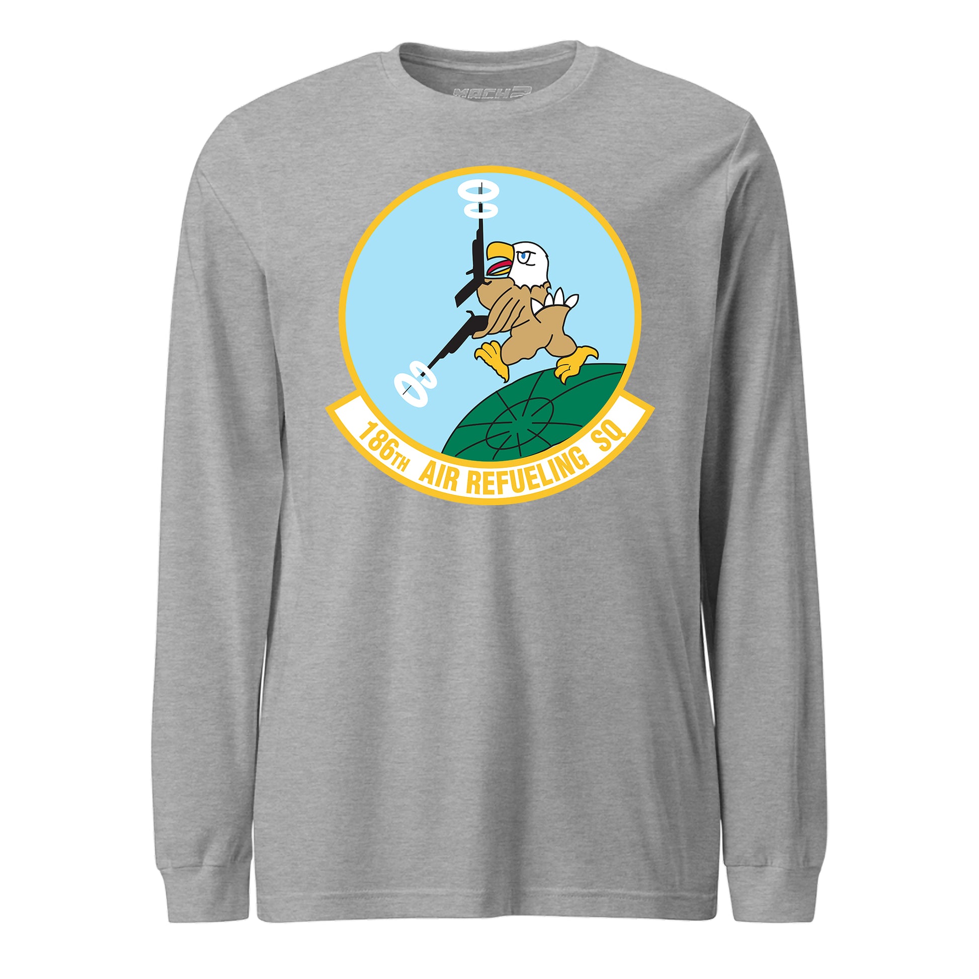 Mach2 Squadron Upload | 186TH AIRLIFT SQUADRON | Long Sleeve | Heather Grey | MACH-LONG-SLEEVE-FRONT-GREY.jpg