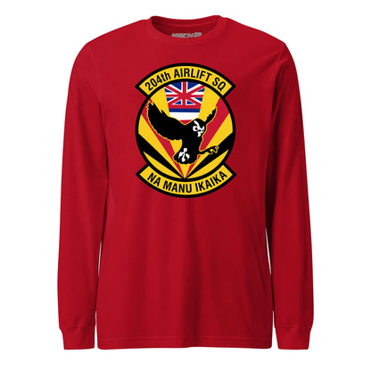 Mach2 Squadron Upload | 204TH AIRLIFT SQUADRON | Long Sleeve | Red | MACH-LONG-SLEEVE-FRONT-RED.jpg