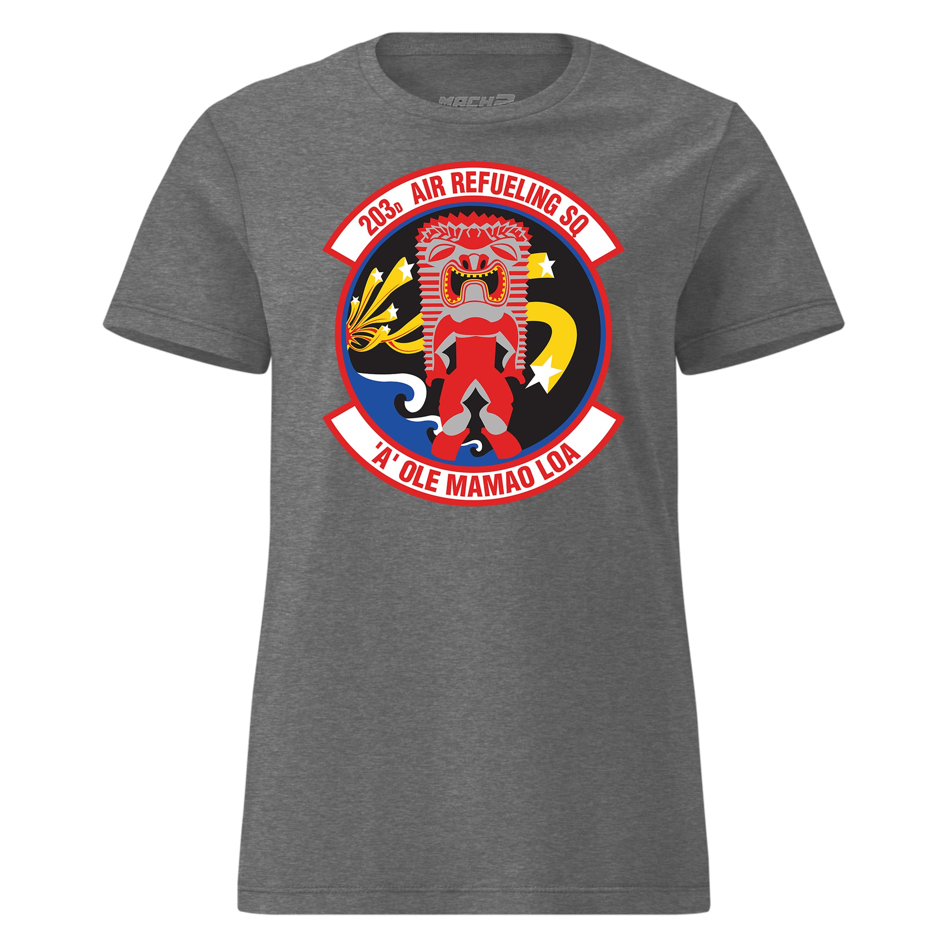 Mach2 Squadron Upload | 203RD AIR REFUELING SQUADRON | Womens | Charcoal Heather | MACH-WOMENS-FRONT-CHARCOAL.jpg
