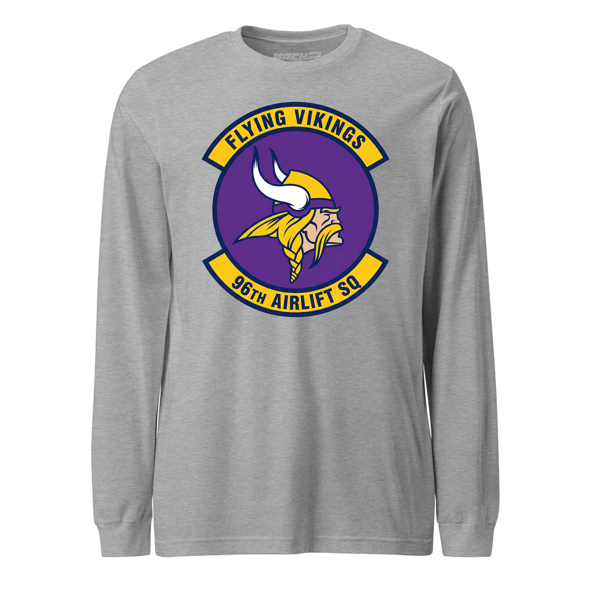 Mach2 Squadron Upload | 96TH AIRLIFT SQUADRON | Long Sleeve | Heather Grey | MACH-LONG-SLEEVE-FRONT-GREY.jpg