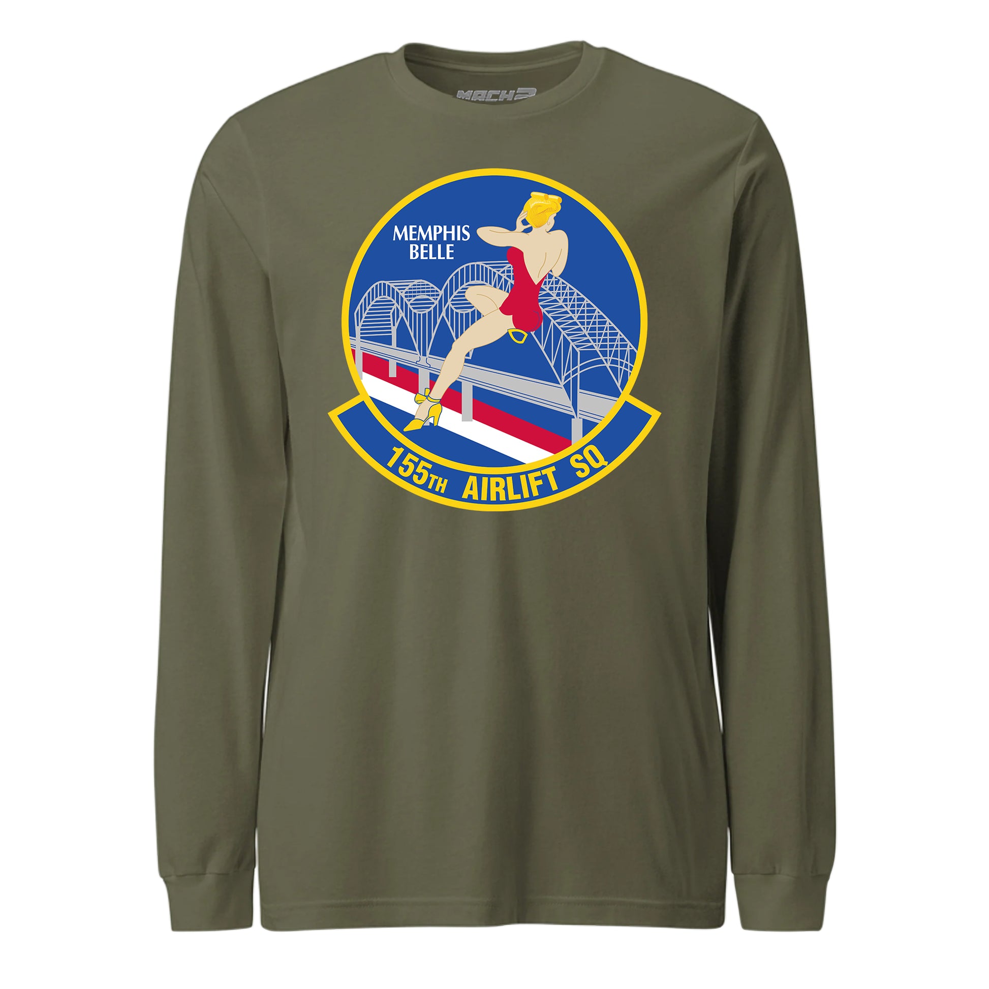 Mach2 Squadron Upload | 155TH AIRLIFT SQUADRON | Long Sleeve | OD Green | MACH-LONG-SLEEVE-FRONT-OD.jpg