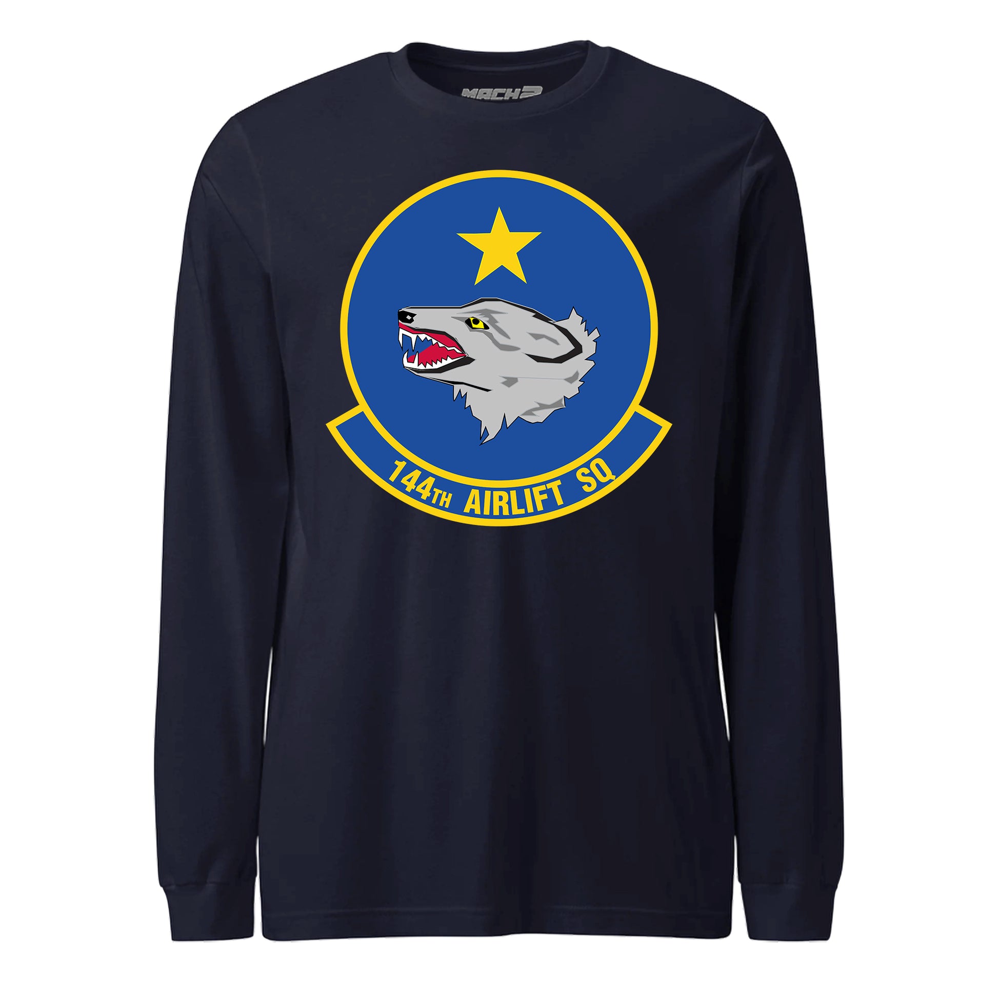Mach2 Squadron Upload | 144TH AIRLIFT SQUADRON | Long Sleeve | Navy | MACH-LONG-SLEEVE-FRONT-NAVY.jpg