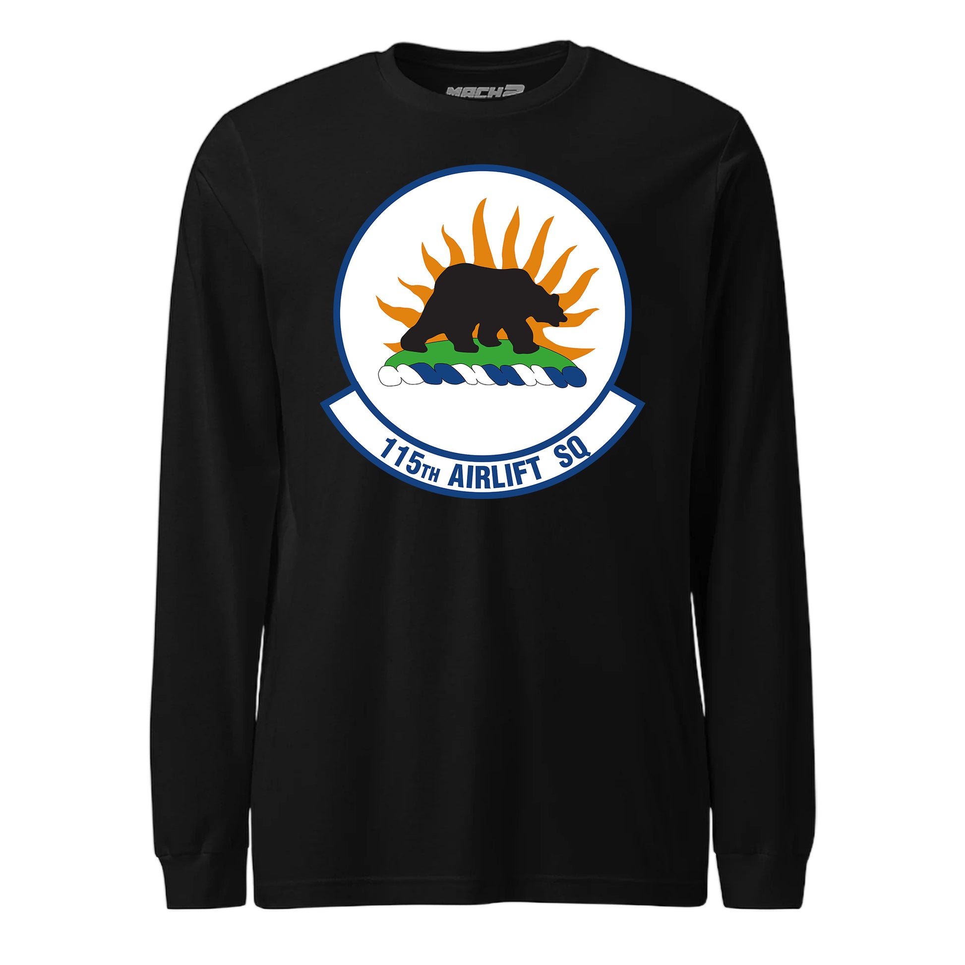 Mach2 Squadron Upload | 115TH AIRLIFT SQUADRON | Long Sleeve | Black | MACH-LONG-SLEEVE-FRONT-BLACK.jpg