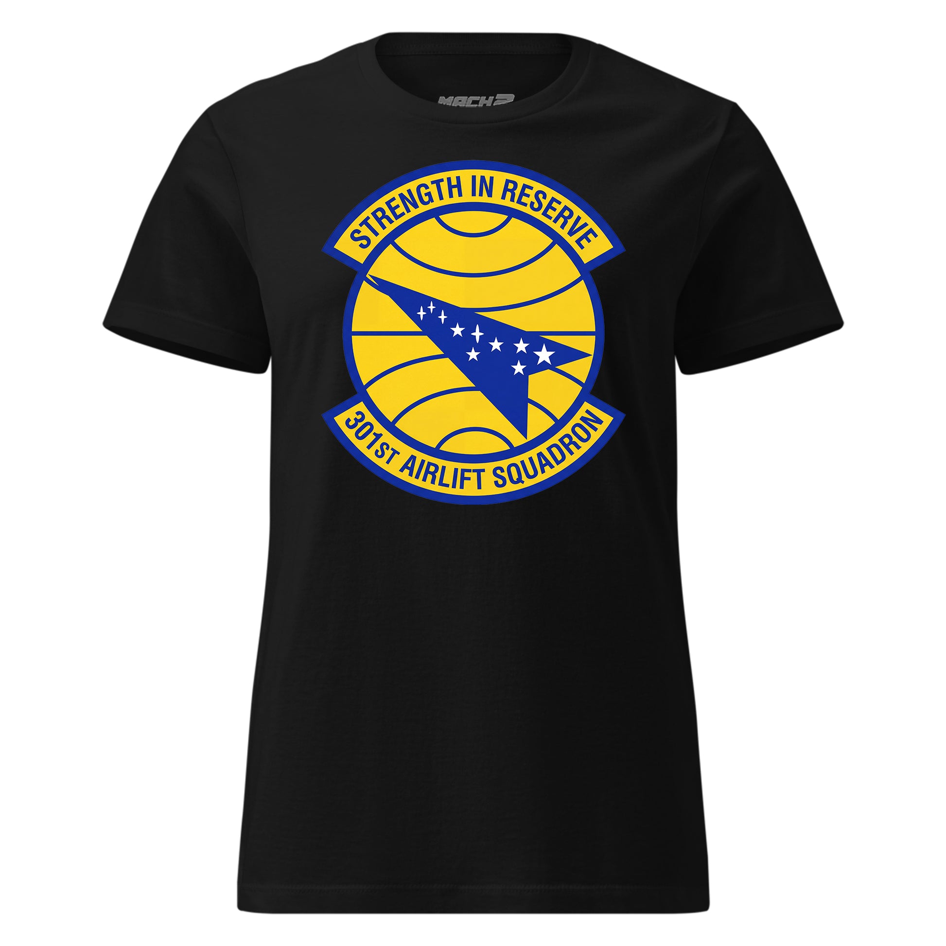 Mach2 Squadron Upload | 301ST AIRLIFT SQUADRON | Womens | Black | MACH-WOMENS-FRONT-BLACK.jpg