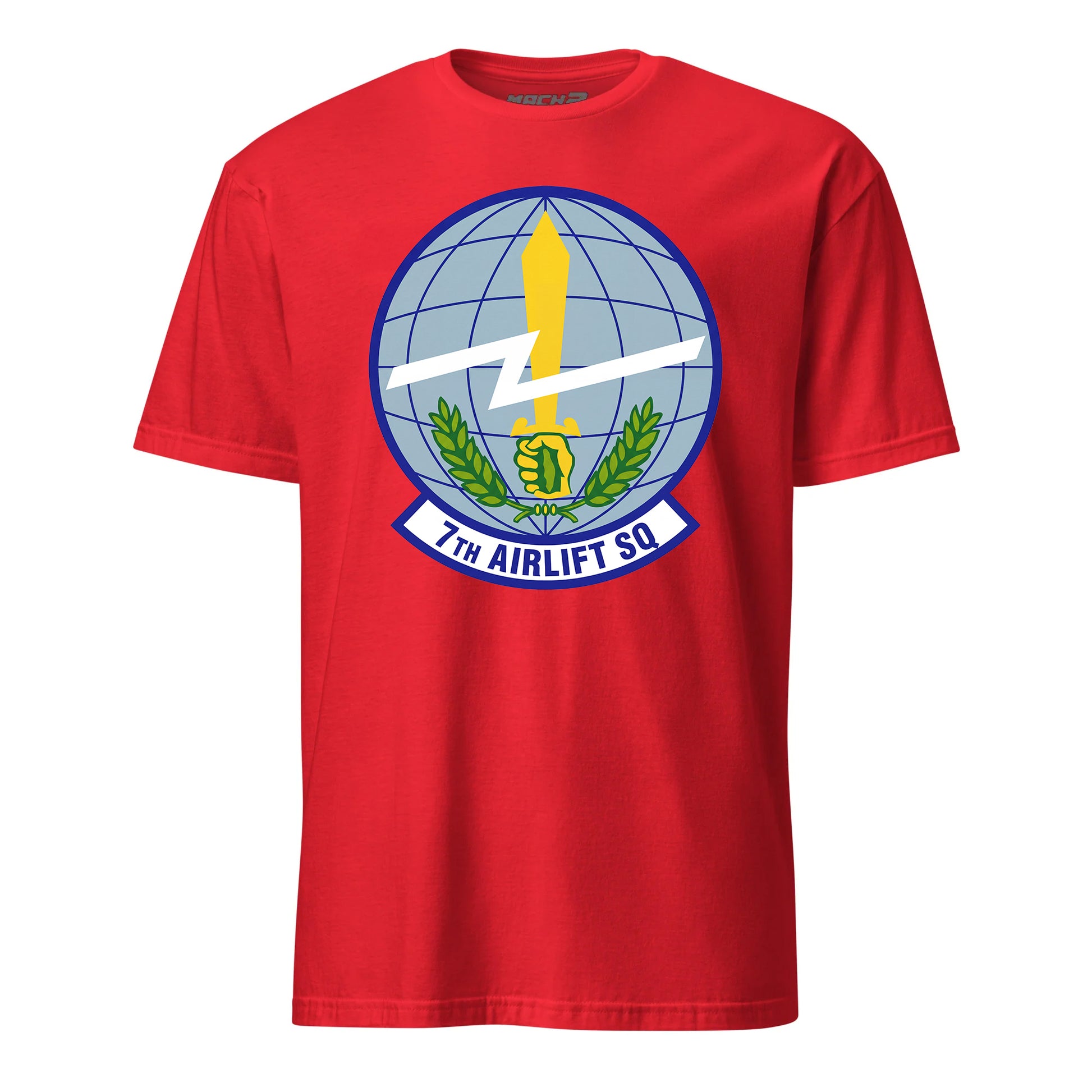 Mach2 Squadron Upload | 7TH AIRLIFT SQUADRON | T-Shirt | Red | MACH-SHORT-SLEEVE-FRONT-RED.jpg