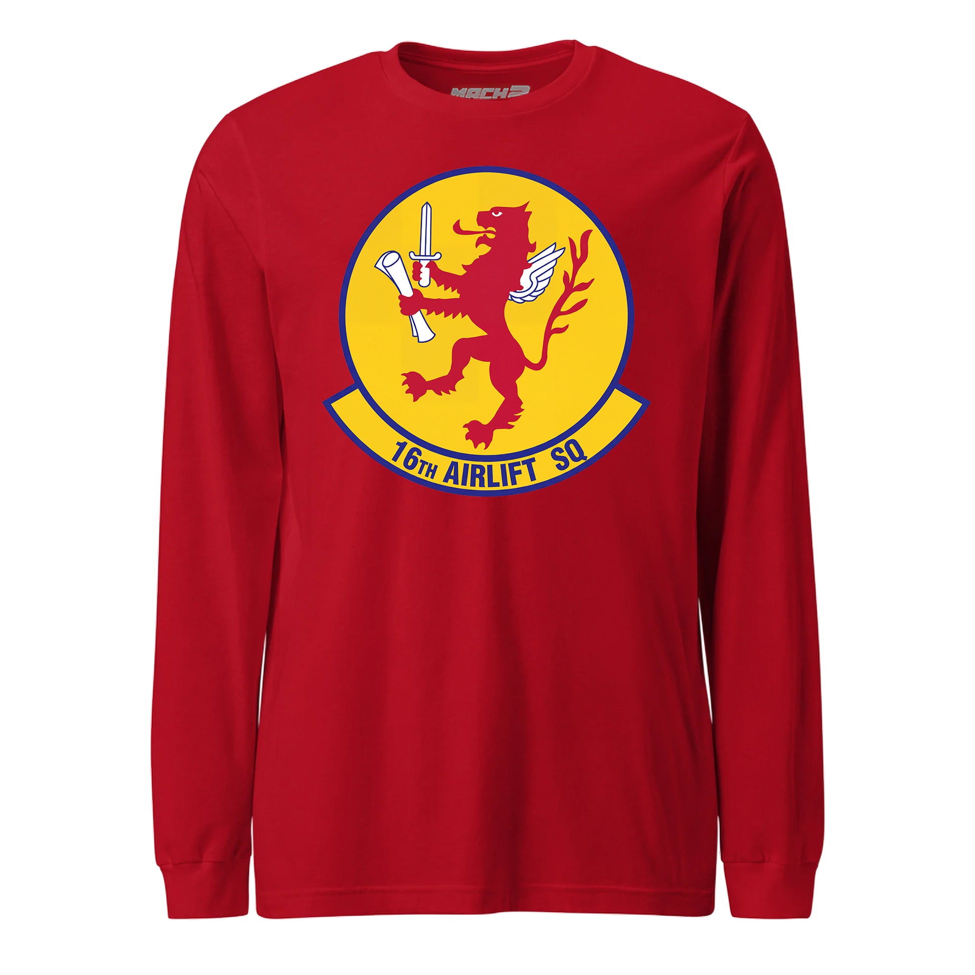 Mach2 Squadron Upload | 16TH AIRLIFT SQUADRON | Long Sleeve | Red | MACH-LONG-SLEEVE-FRONT-RED.jpg