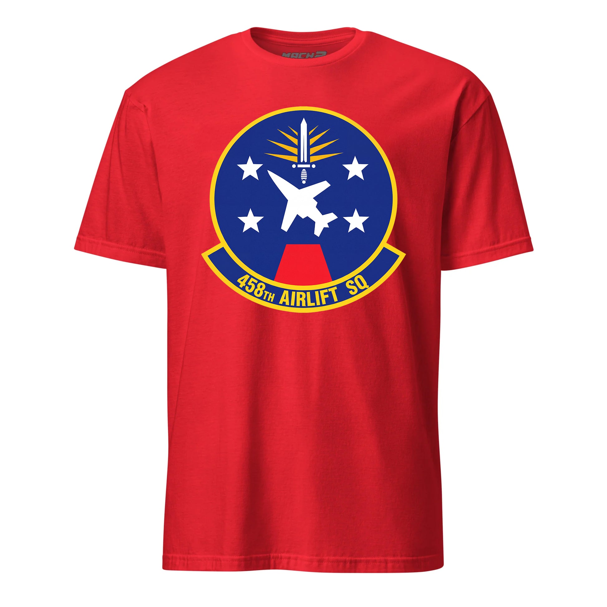 Mach2 Squadron Upload | 458TH AIRLIFT SQUADRON | T-Shirt | Red | MACH-SHORT-SLEEVE-FRONT-RED.jpg